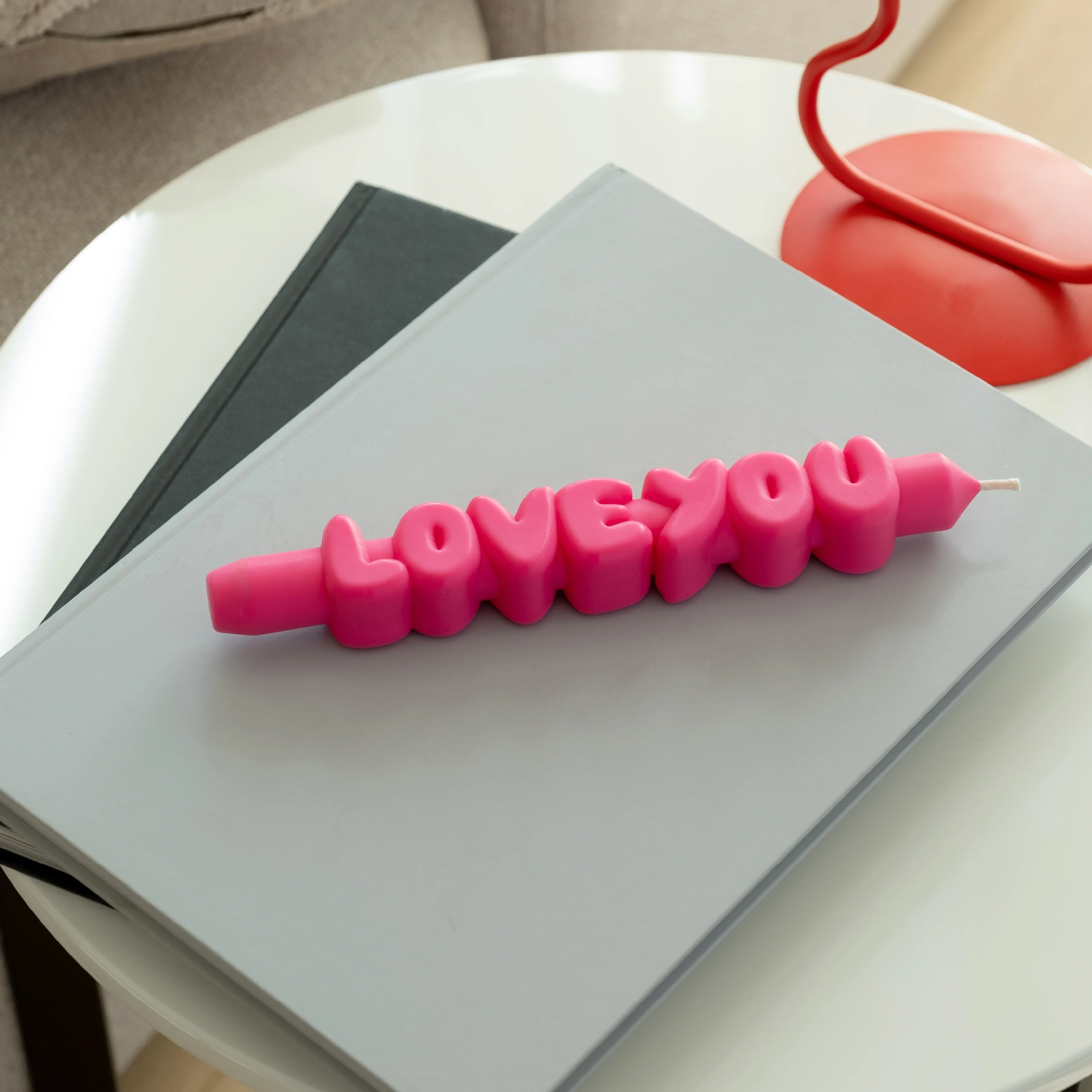'Love You' Taper Candle | Pink - Image 4