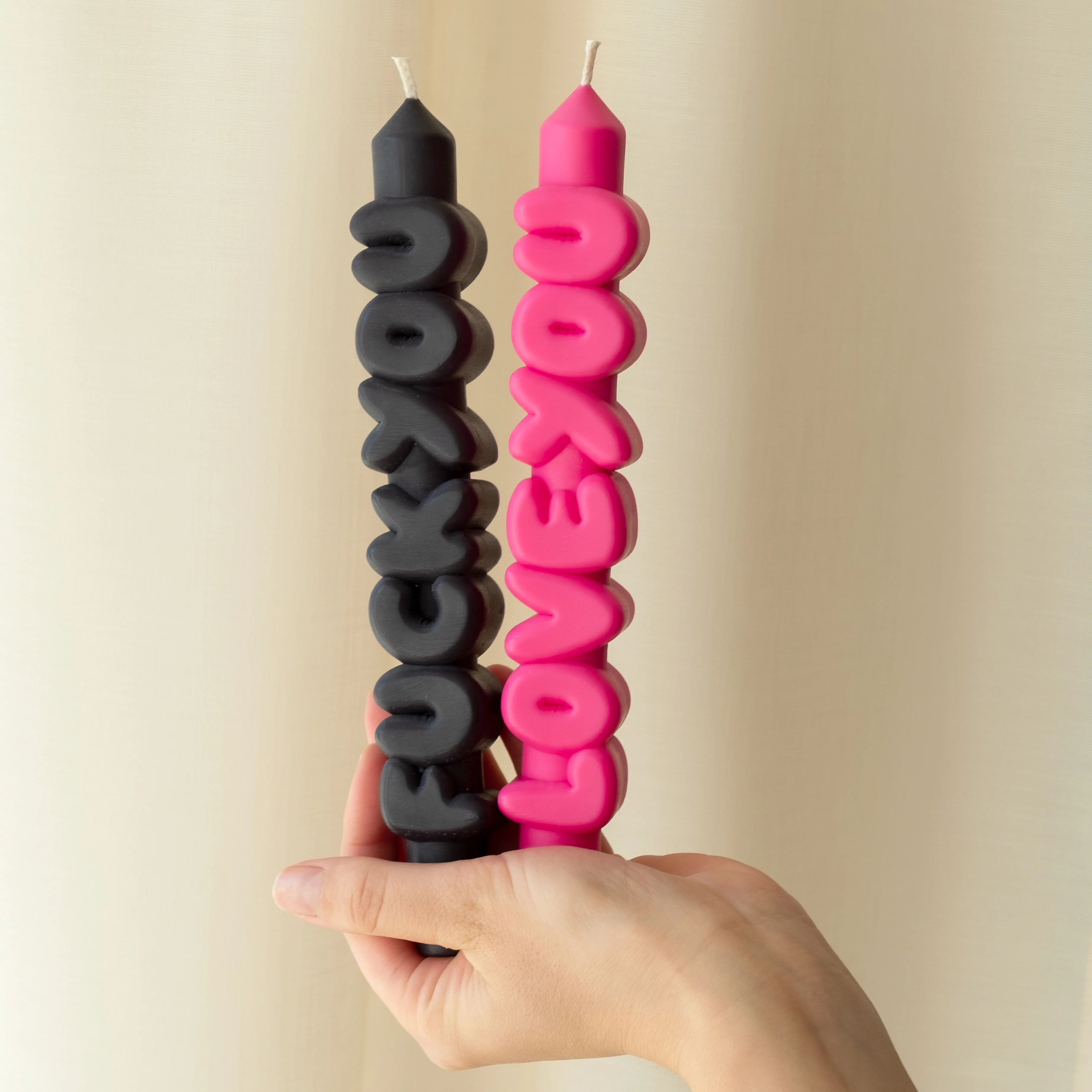 Mixed Signals Taper Candles | Black/Pink | Set of 2 - Image 2