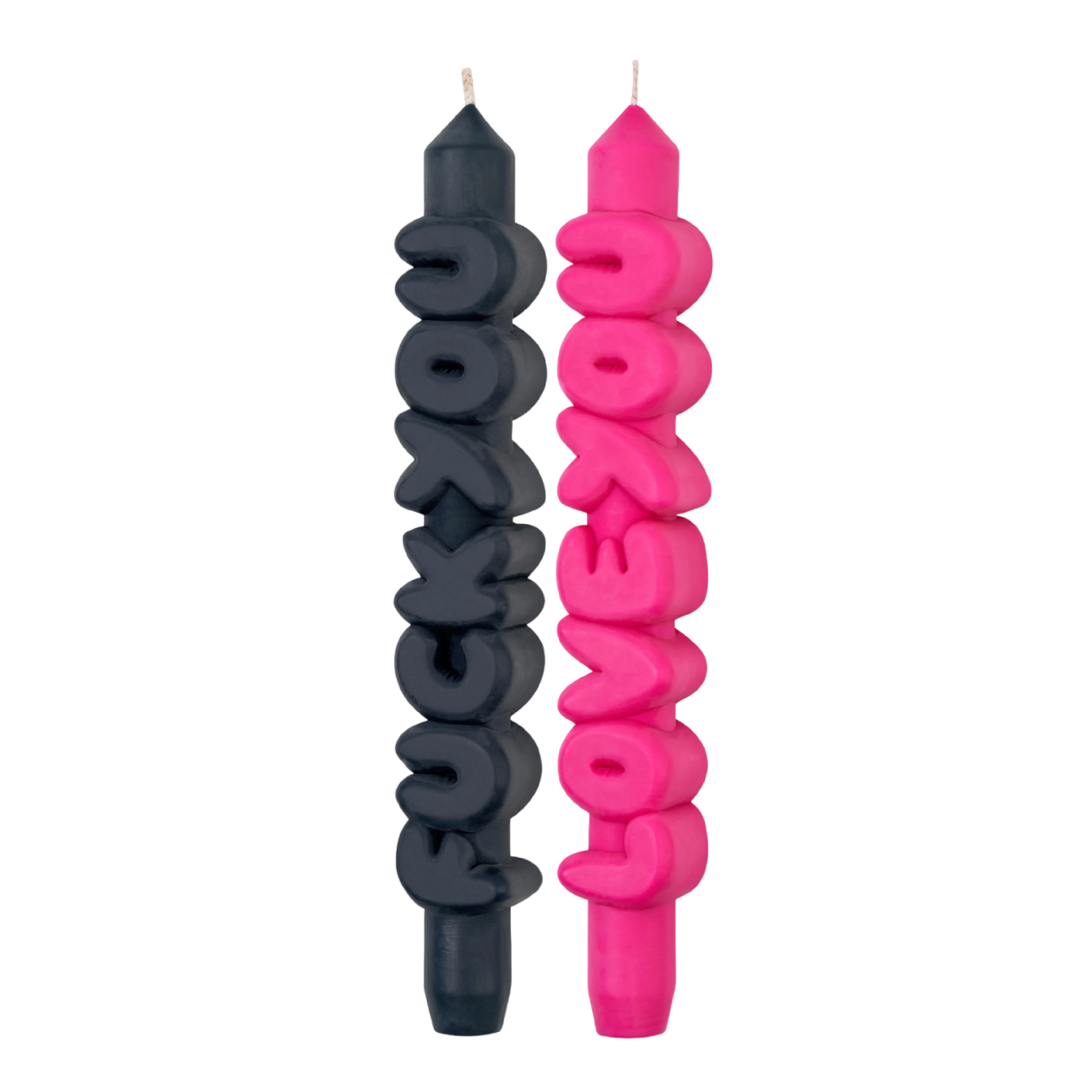 Mixed Signals Taper Candles | Black/Pink | Set of 2 - Image 3
