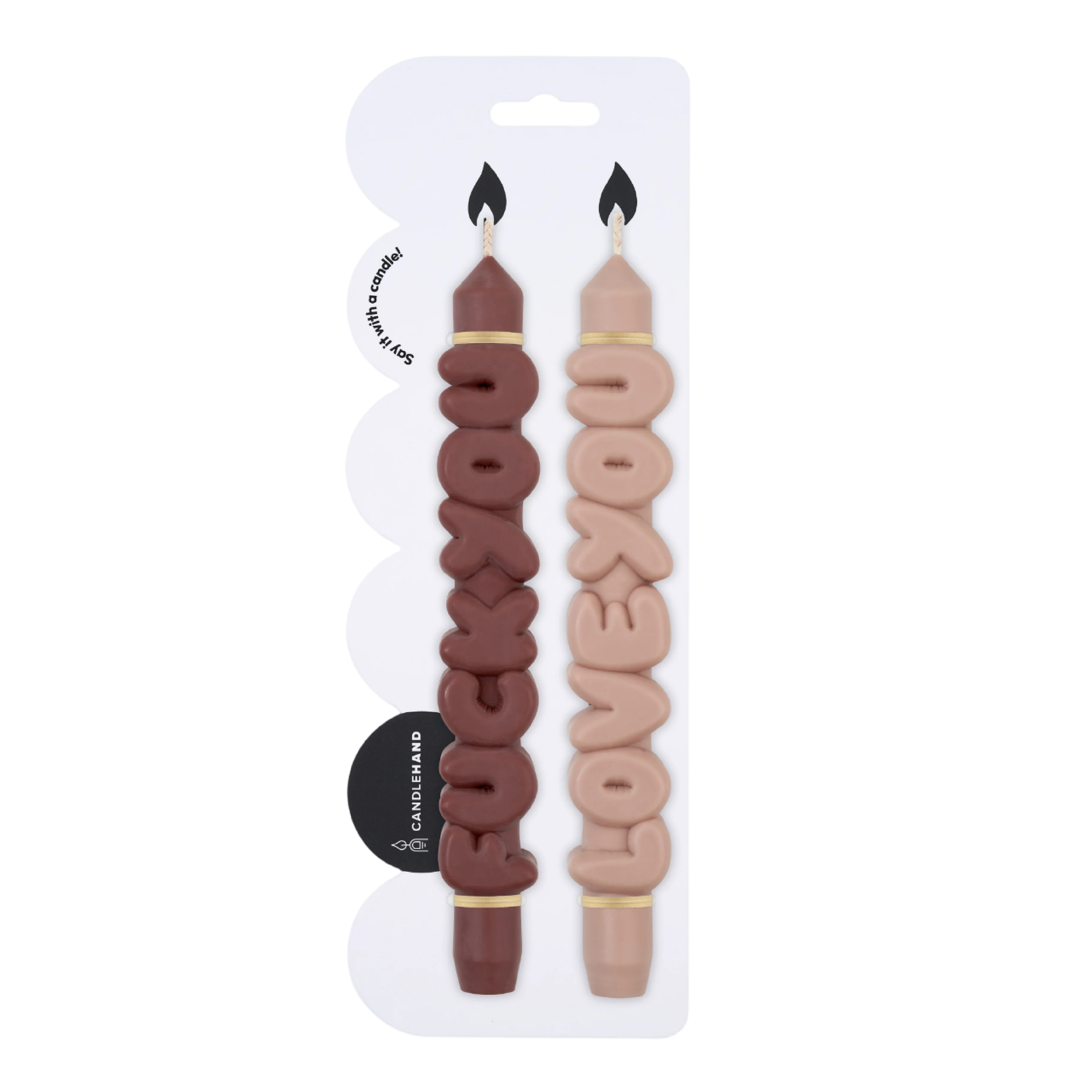 Mixed Signals Taper Candles | Mocha/Cream | Set of 2