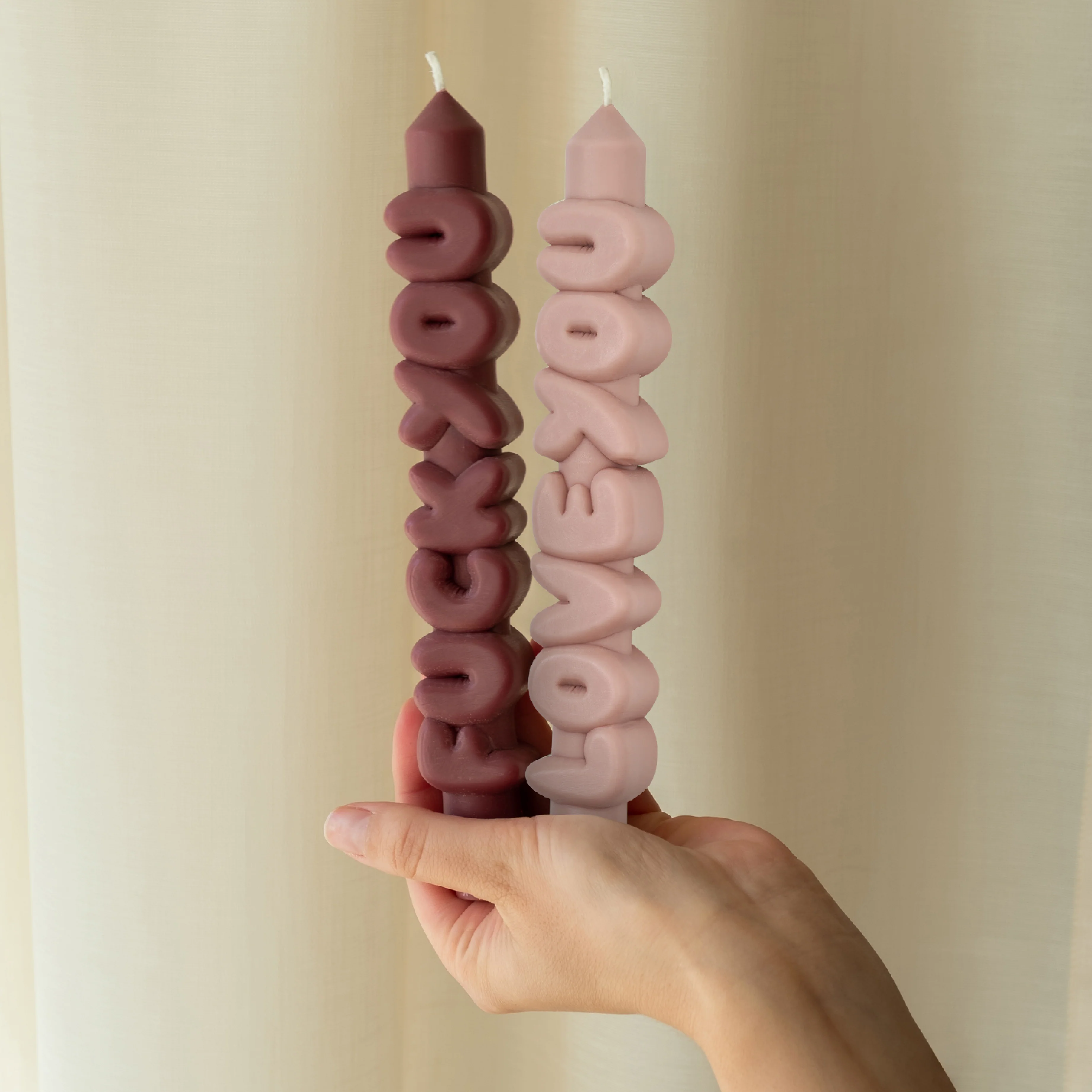 Mixed Signals Taper Candles | Mocha/Cream | Set of 2 - Image 2