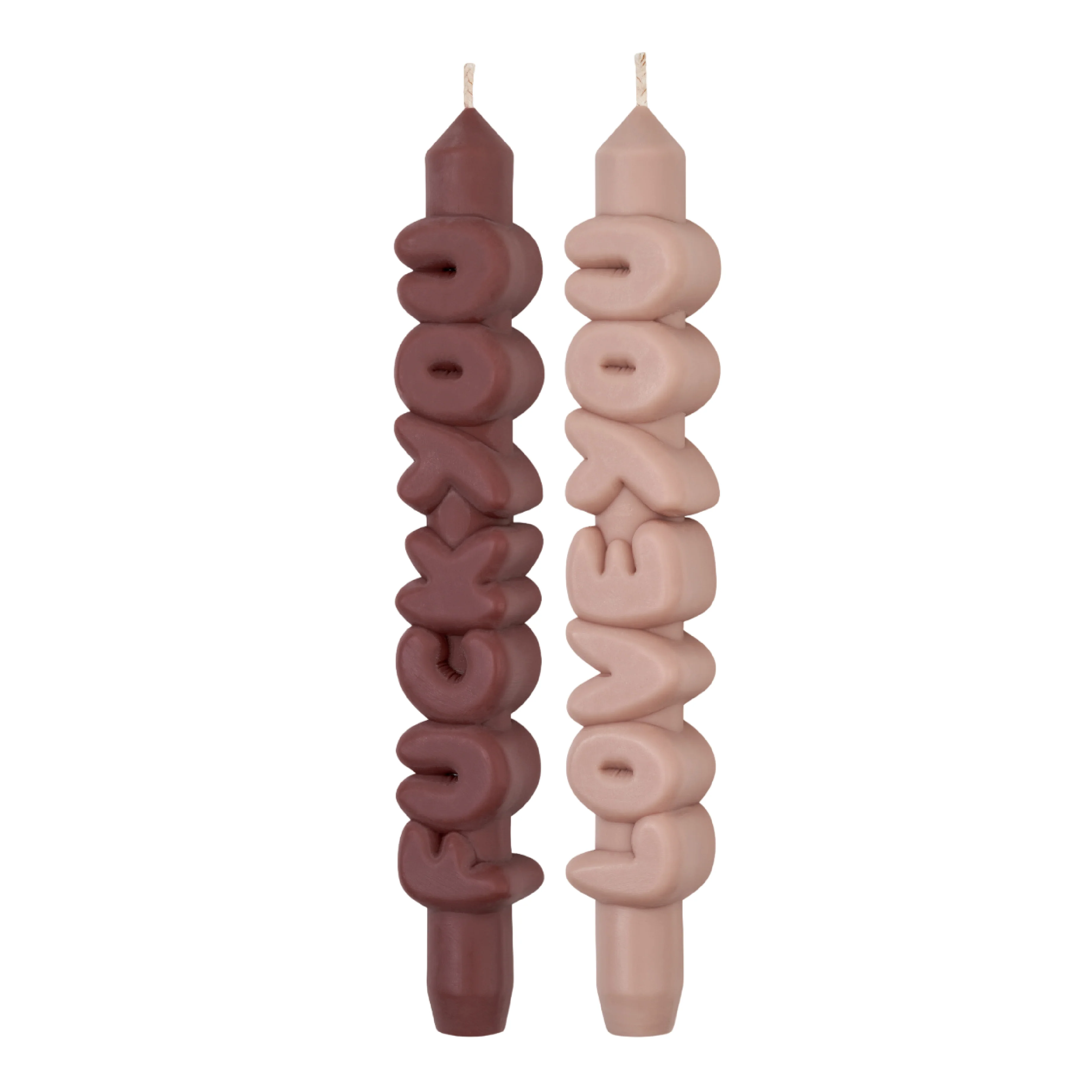 Mixed Signals Taper Candles | Mocha/Cream | Set of 2 - Image 3