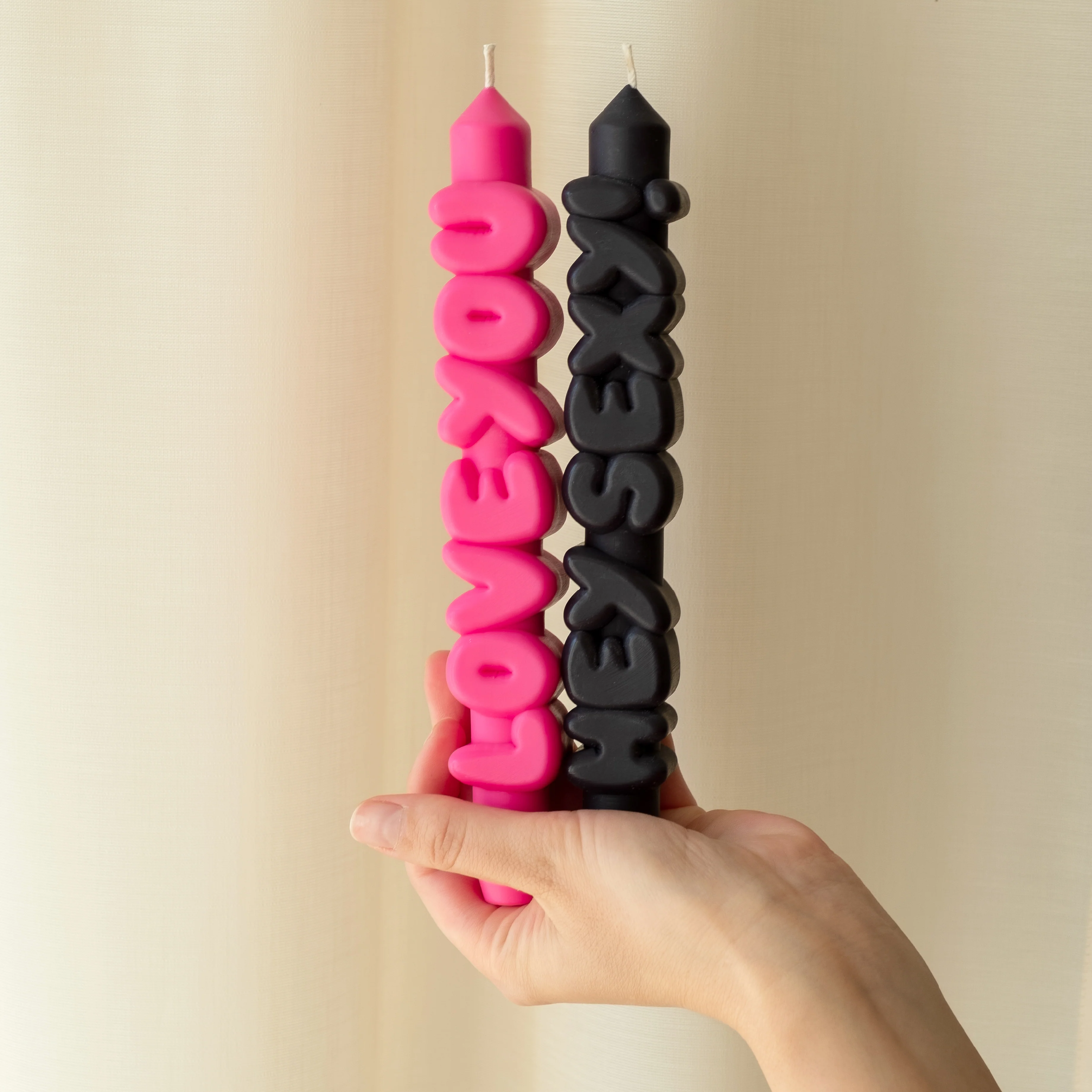 Sweet Talk Taper Candles | Black/Pink | Set of 2 - Image 2