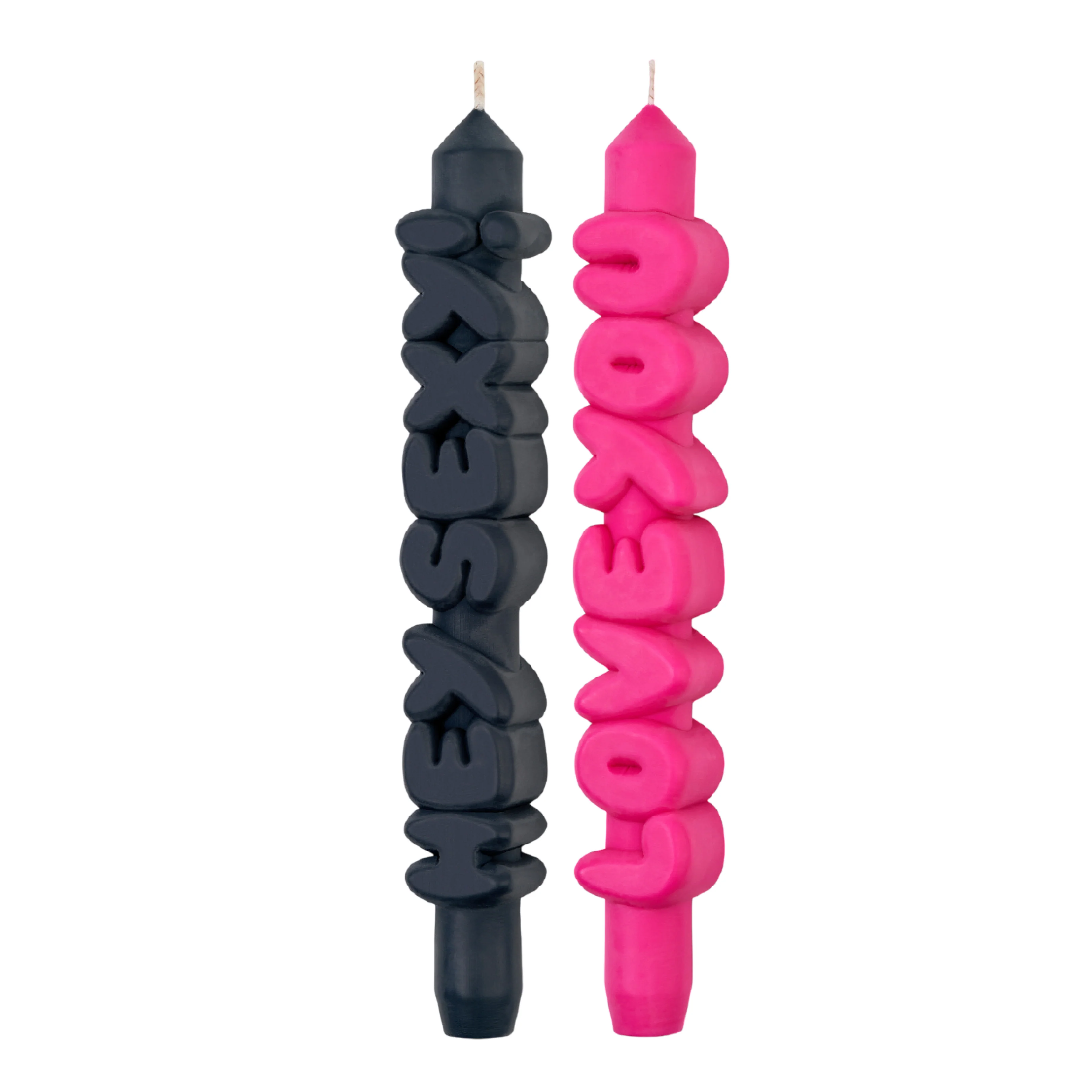 Sweet Talk Taper Candles | Black/Pink | Set of 2 - Image 3