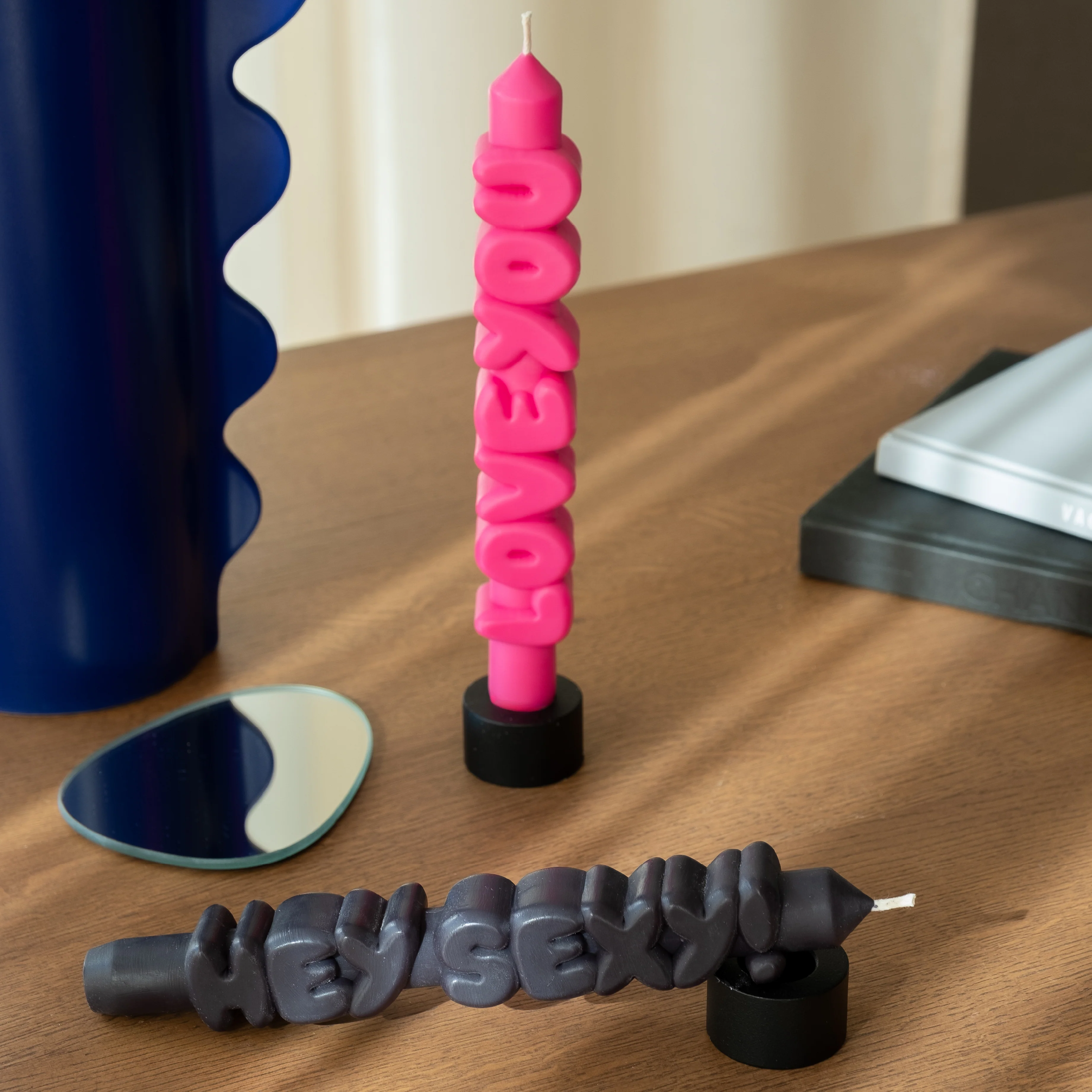 Sweet Talk Taper Candles | Black/Pink | Set of 2 - Image 4