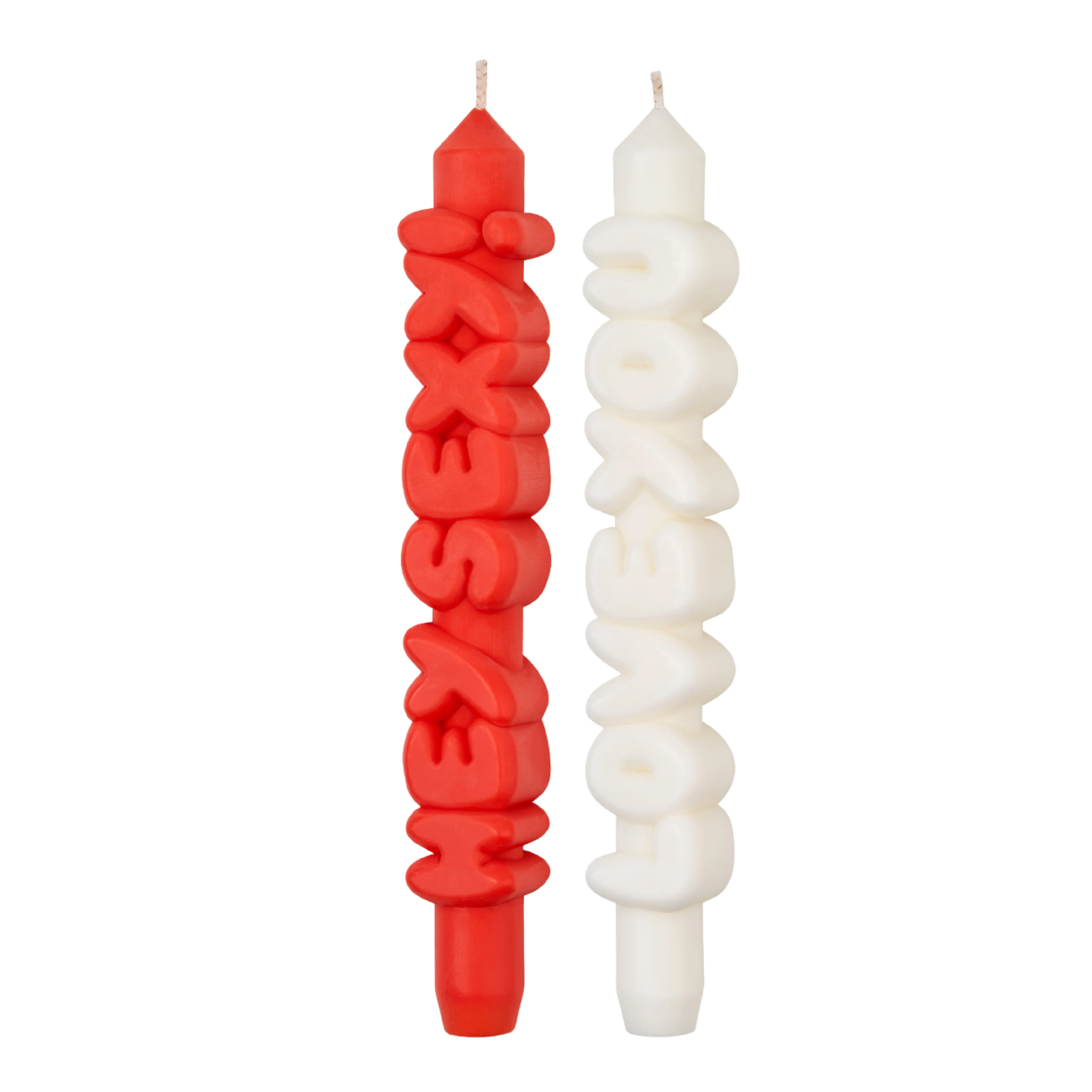 Sweet Talk Taper Candles | Orange/White | Set of 2 - Image 3