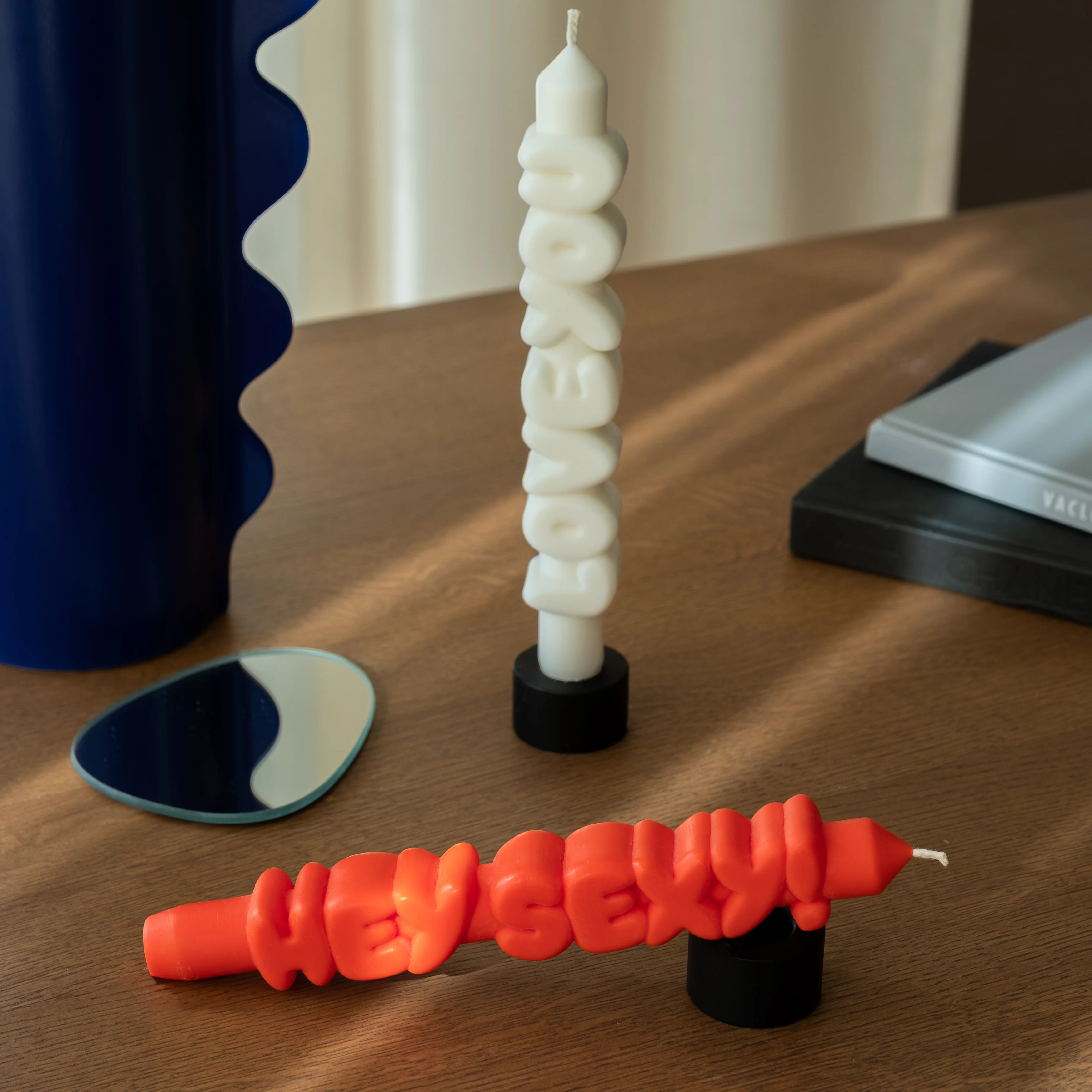 Sweet Talk Taper Candles | Orange/White | Set of 2 - Image 4
