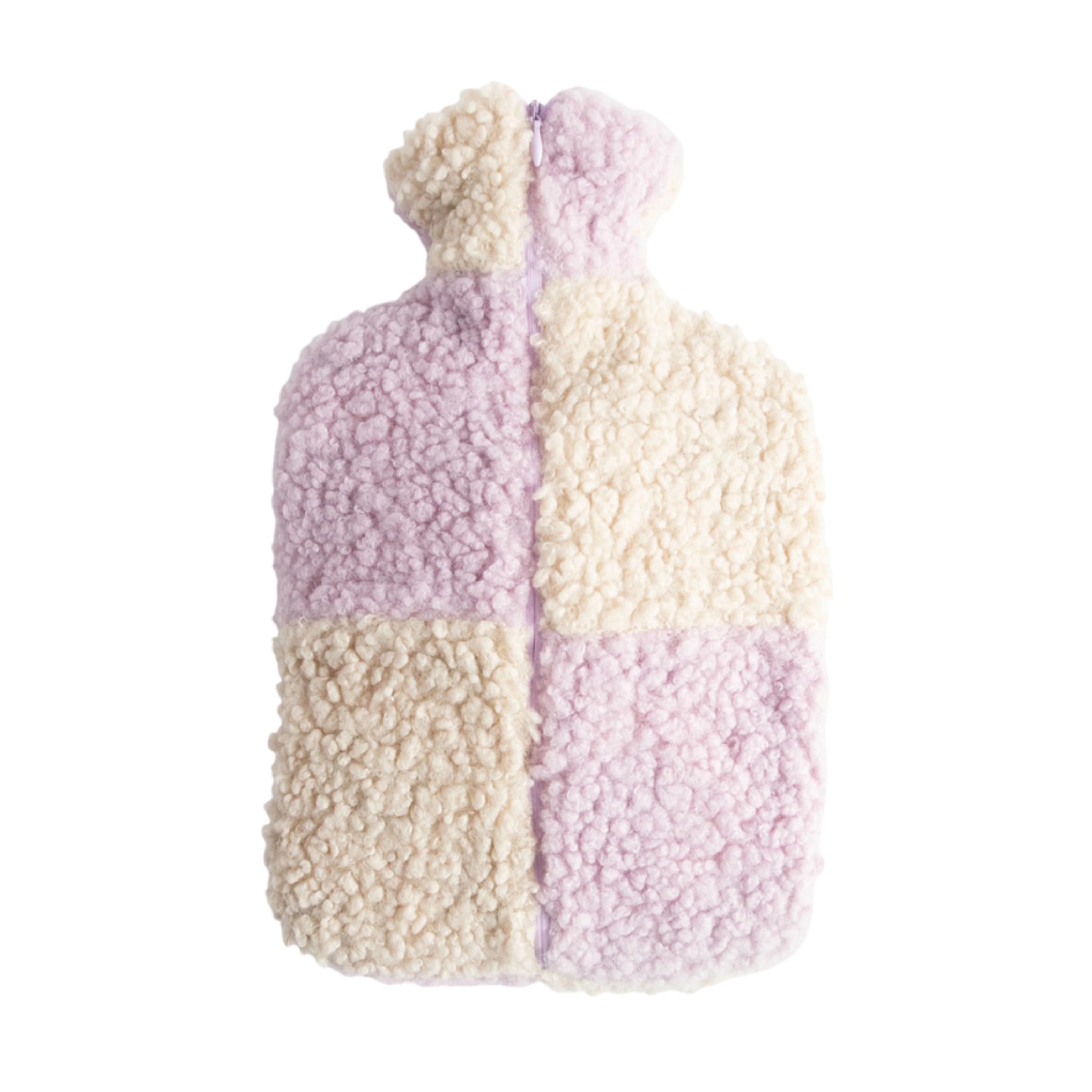 Borg Hot Water Bottle | Lilac/Cream Check