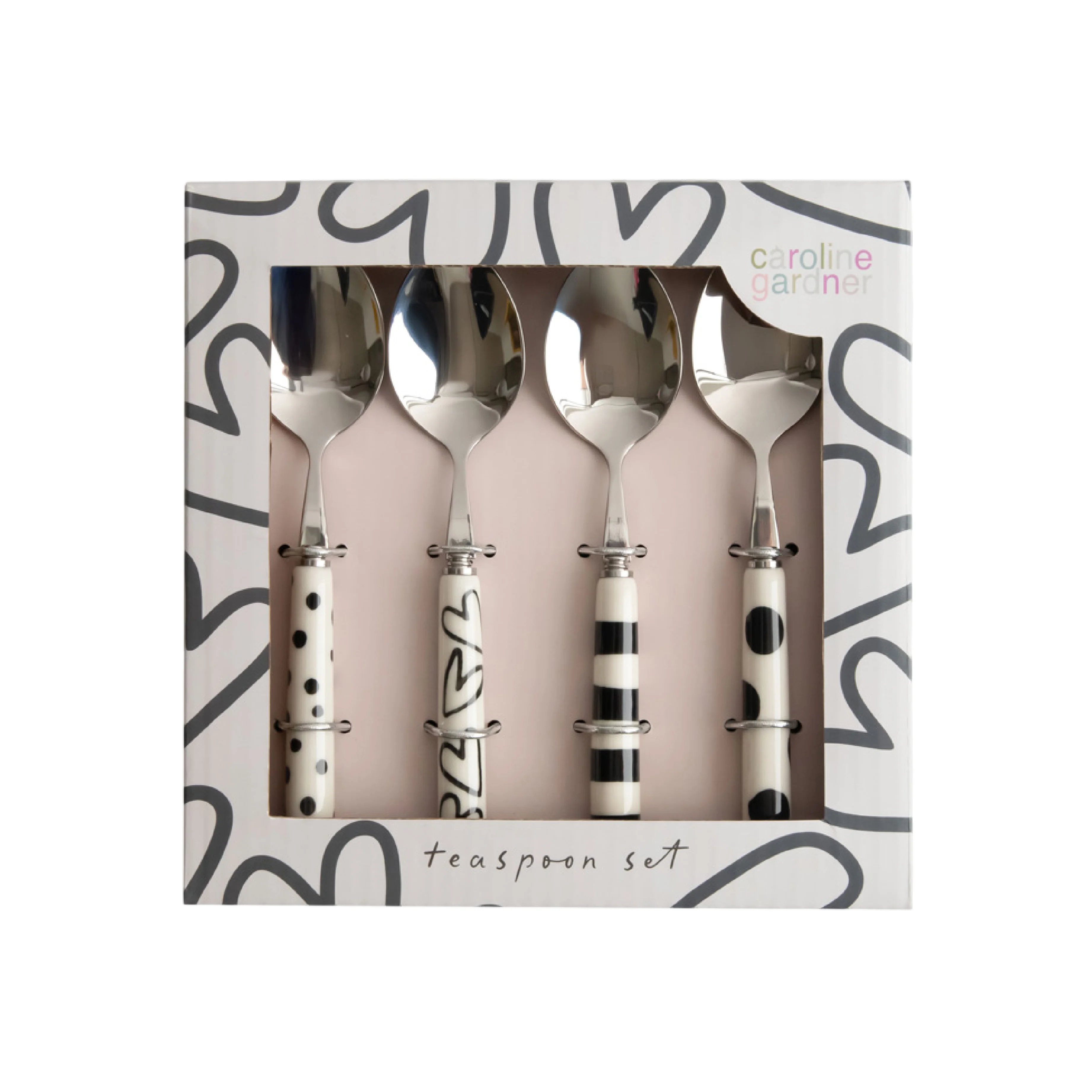 Mixed Print Teaspoons | Monochrome | Set of 4 - Image 2
