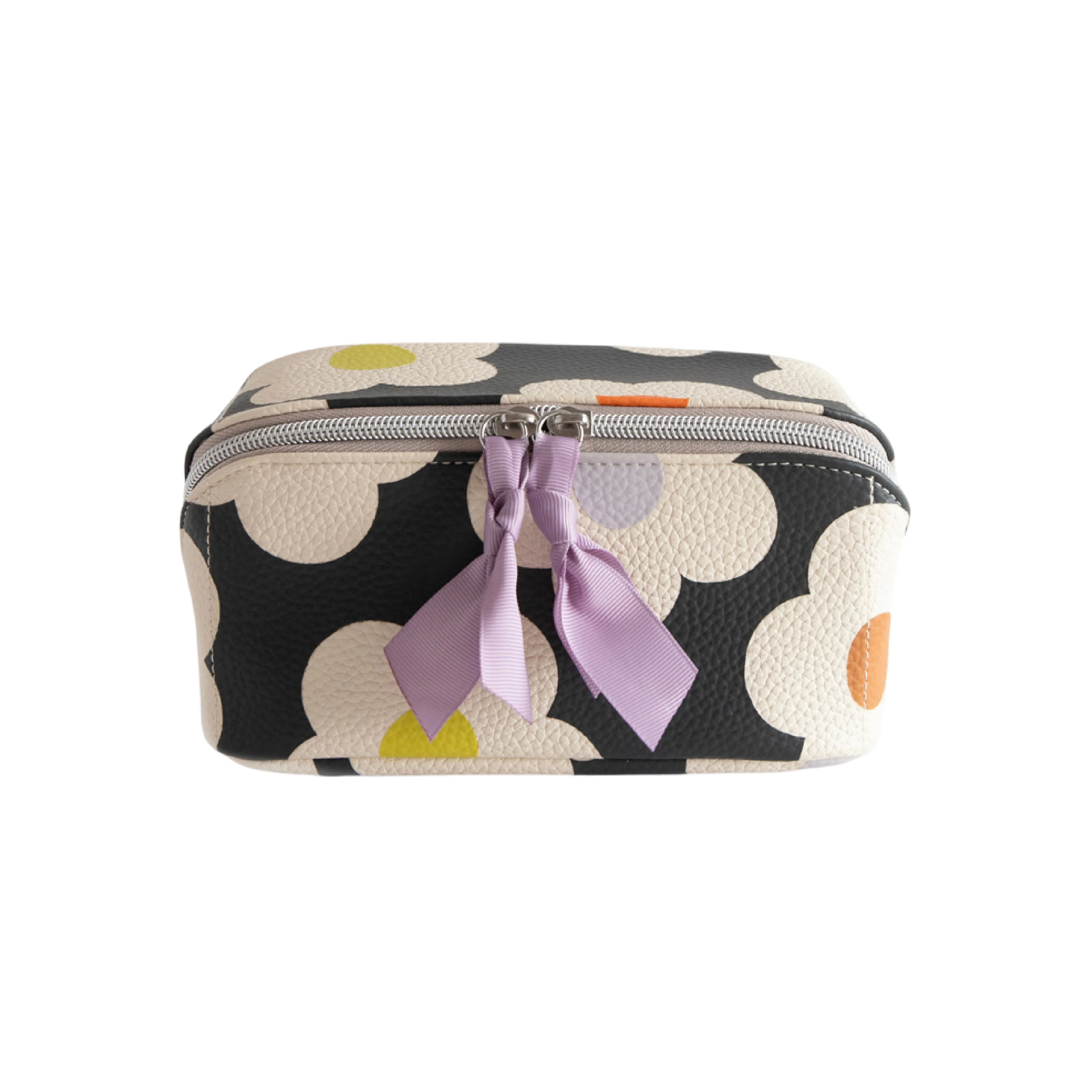 Multi Flower Flat Lay Cosmetic Bag | Charcoal - Image 3