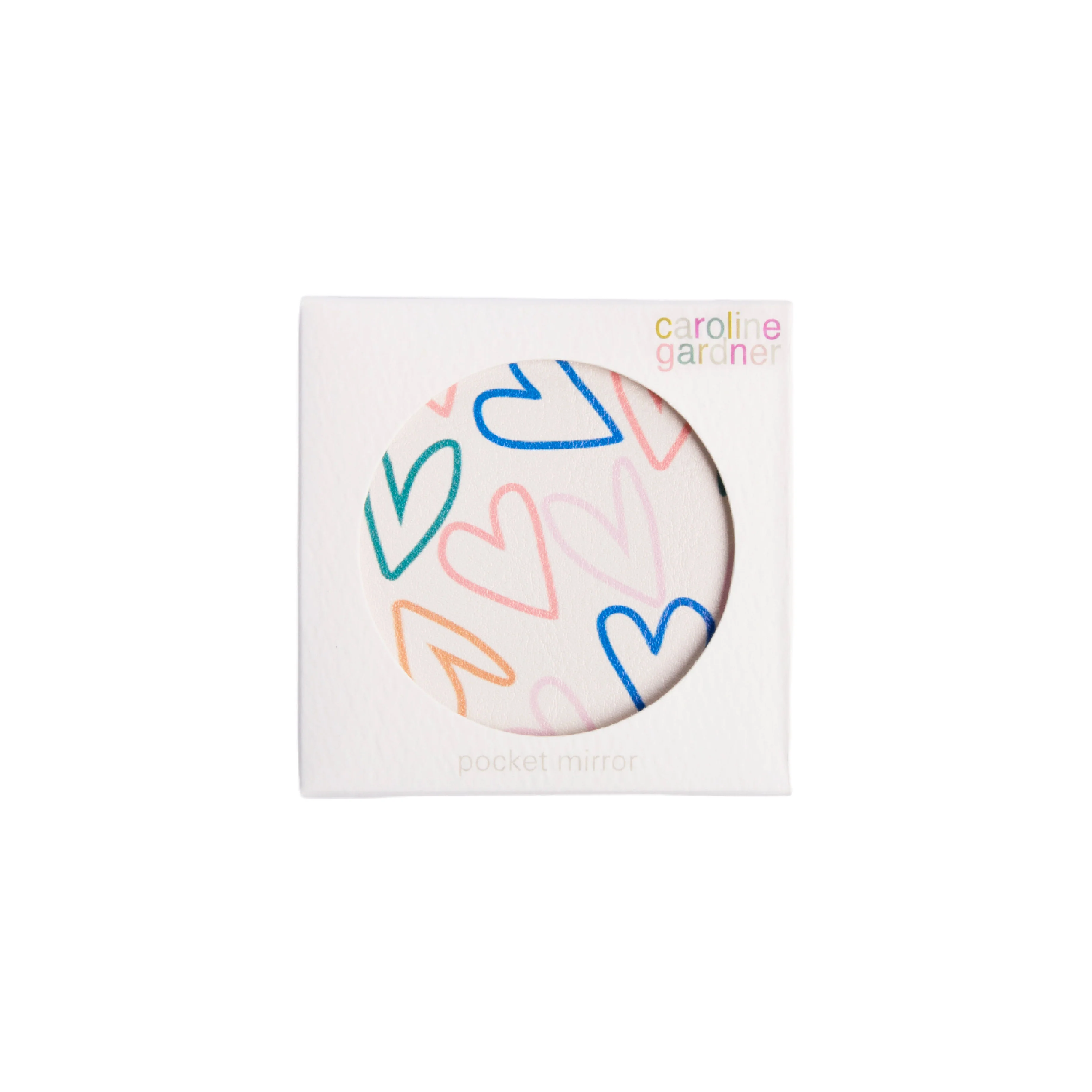 Multi Outline Hearts Square Pocket Mirror - Image 3