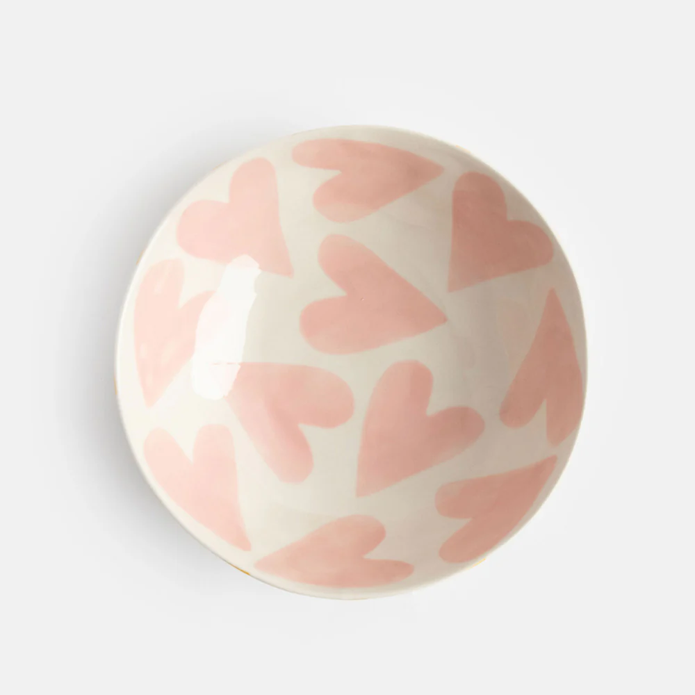 Pink Hearts Stoneware Bowl | 18cm - Image 2
