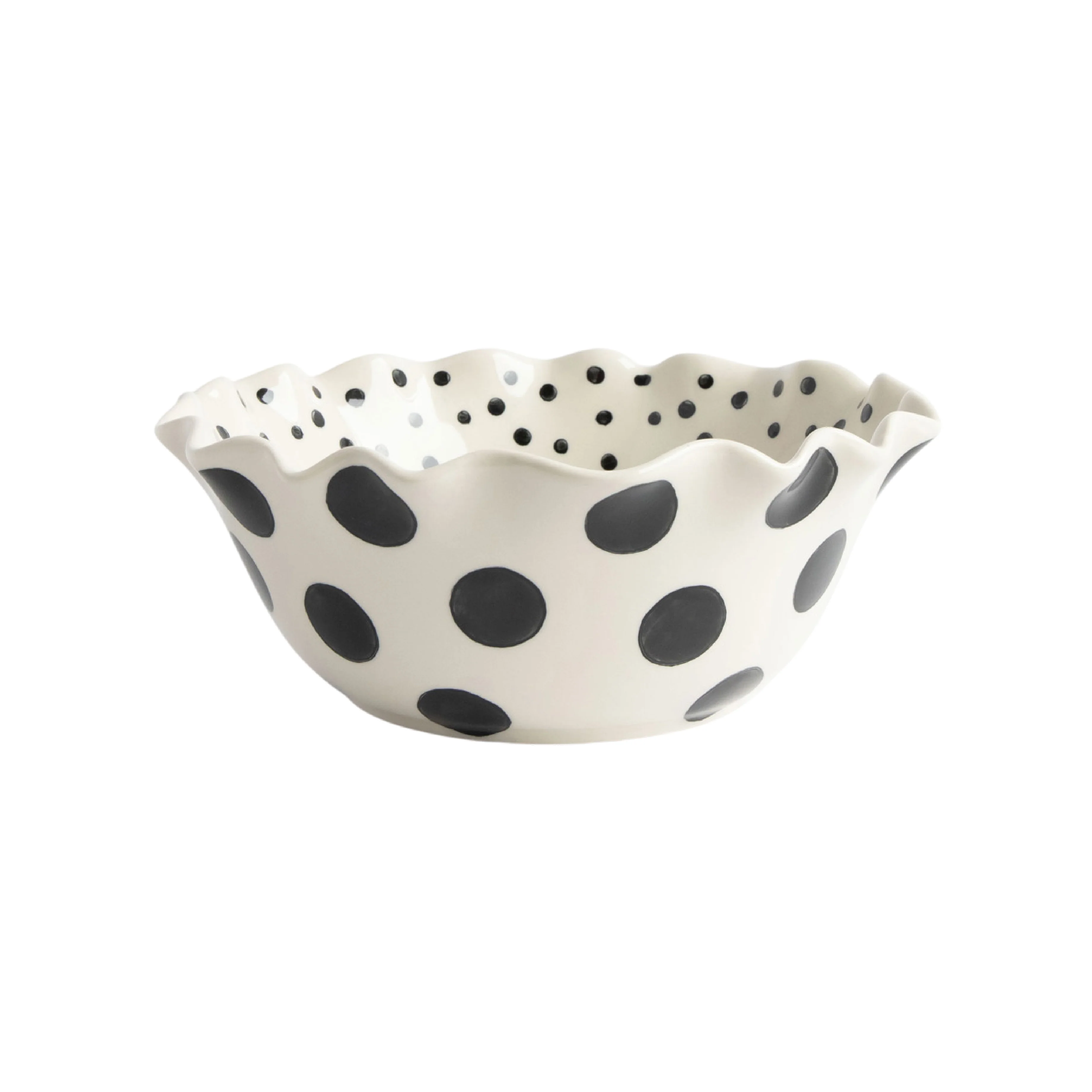 Scalloped Mono Spots Bowl | 20cm - Image 3