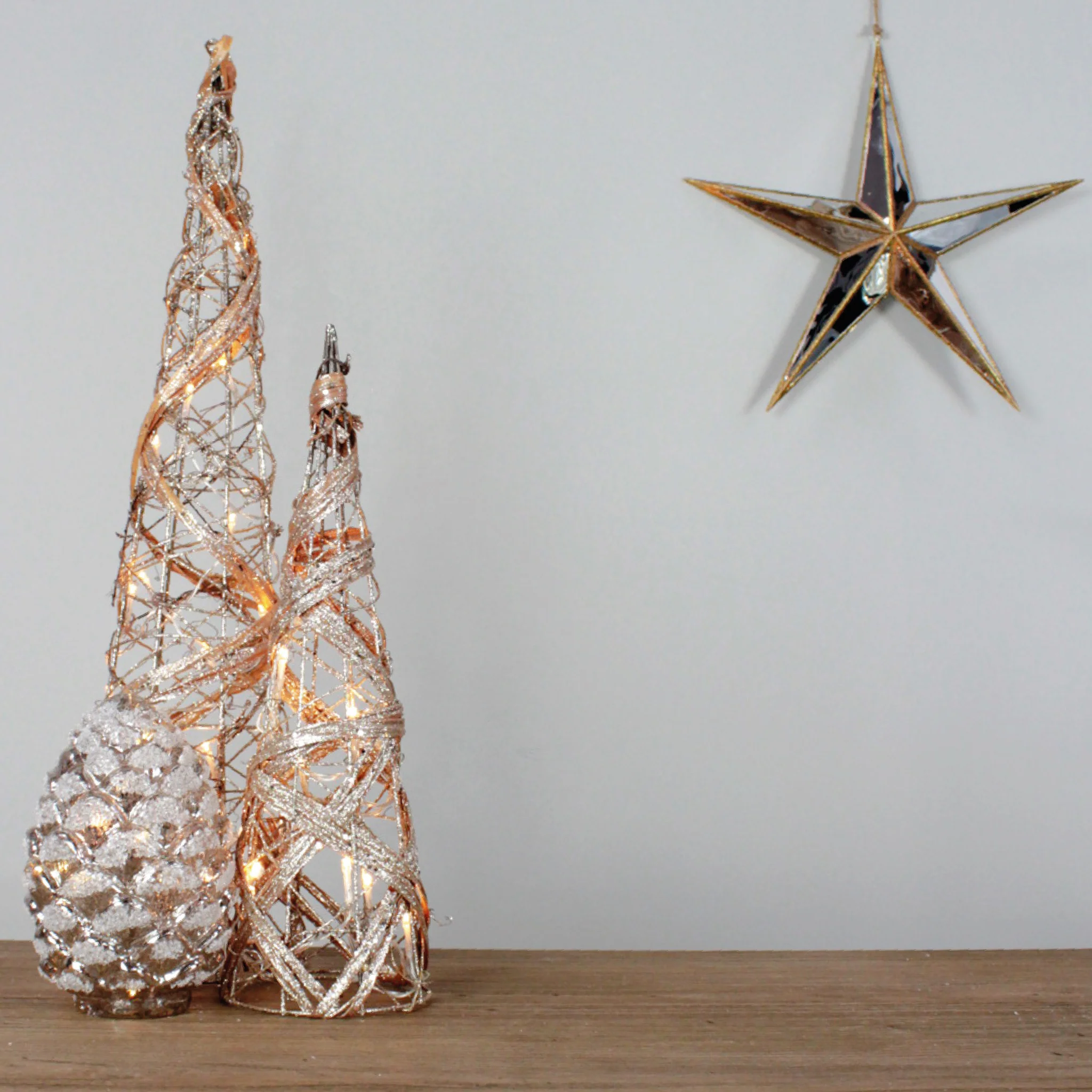 Antique Pinecone LED Light Decoration | Silver - Image 3
