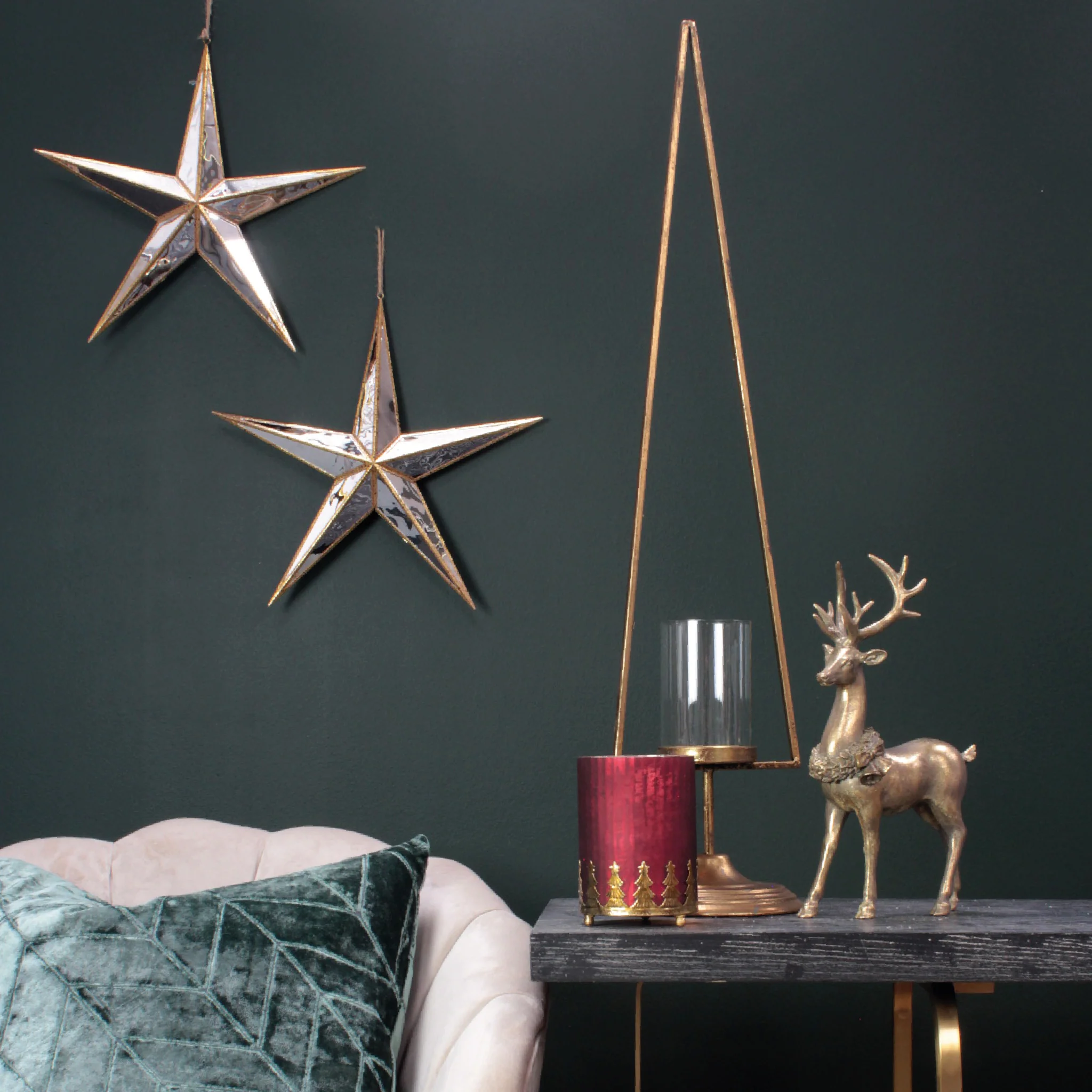 Christmas Tree Hurricane Candle Holder | Red Gold Mix - Image 3