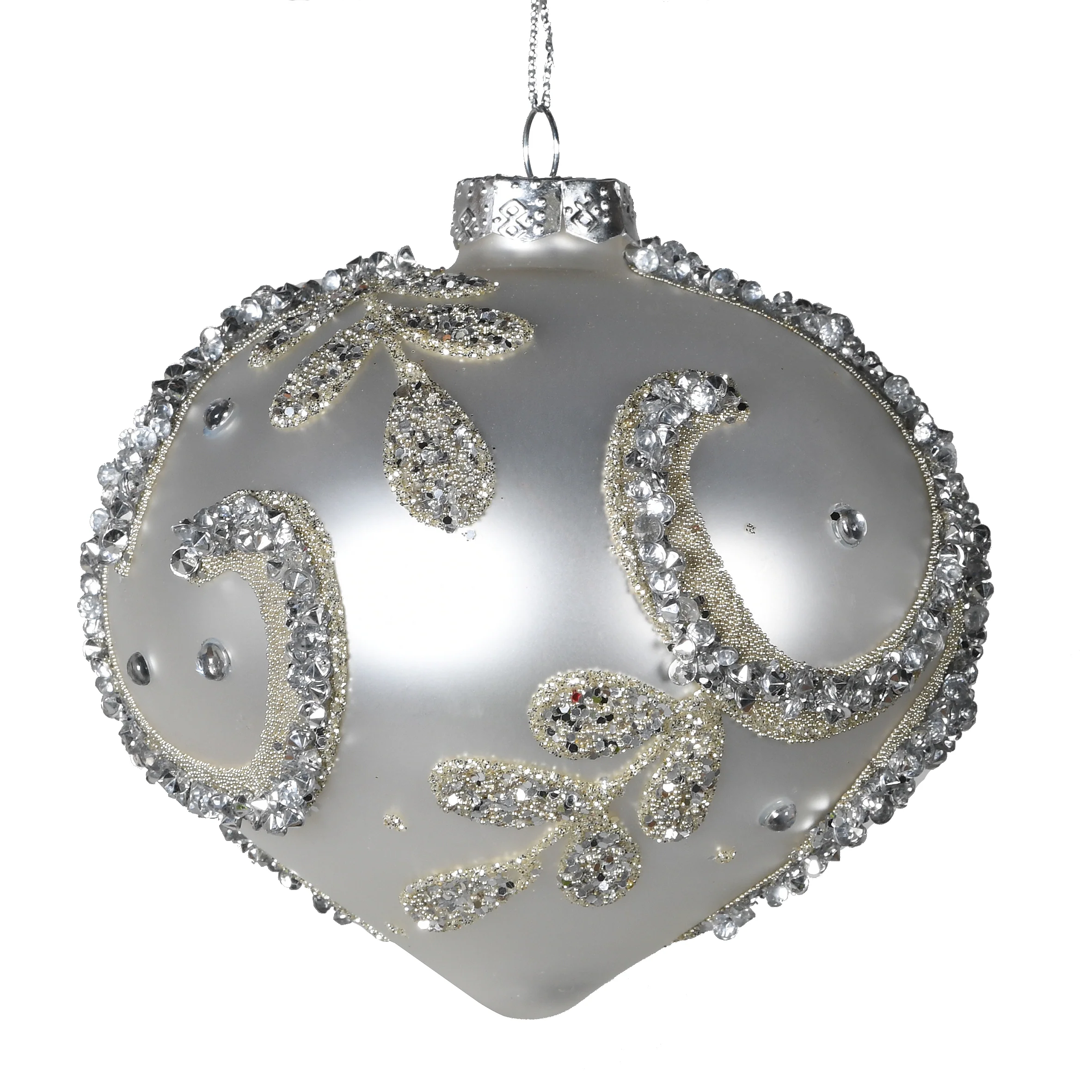 Matt Beaded Onion Bauble | Silver - Image 2
