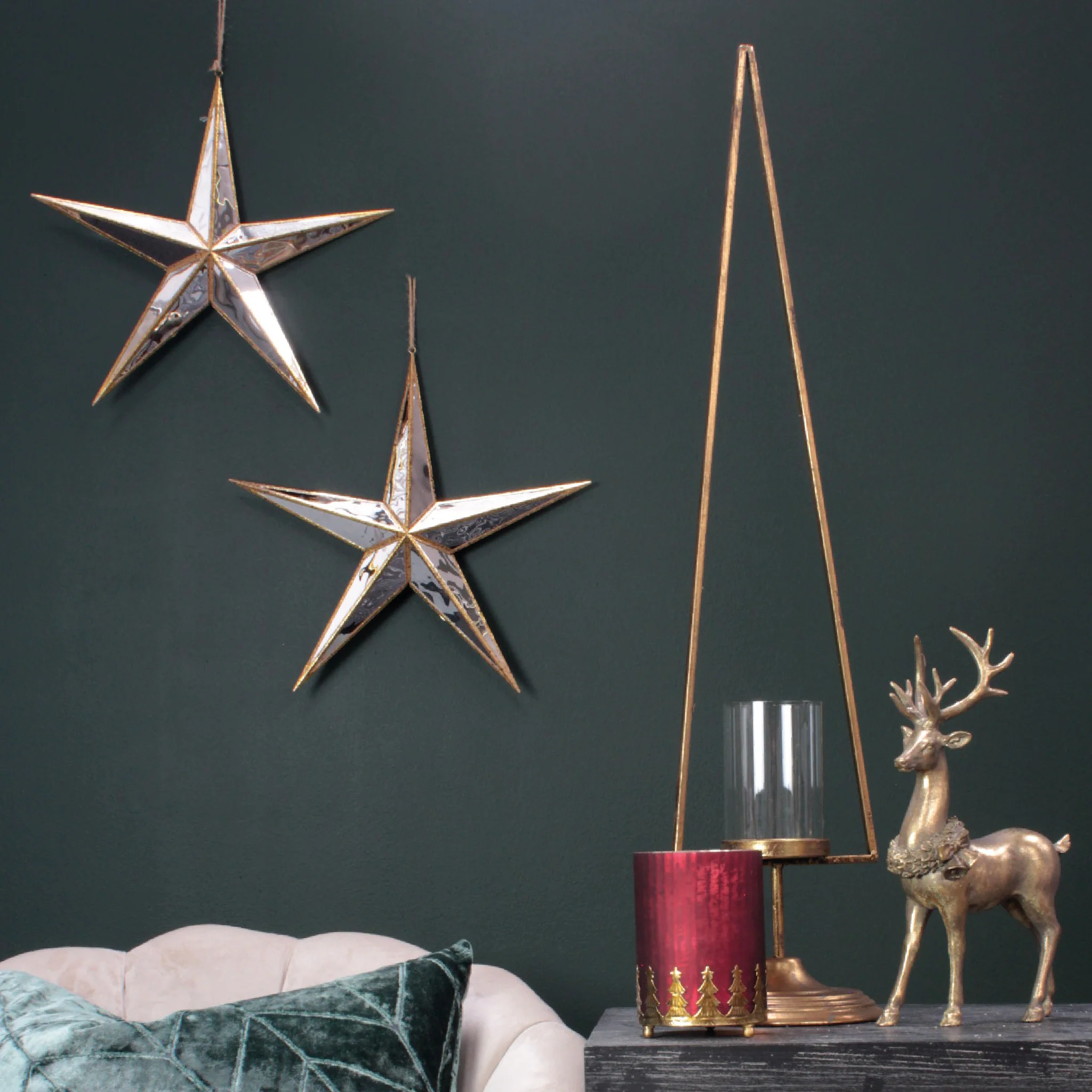 Minimal Gold Metal Christmas Tree Candle Holder | Large - Image 2