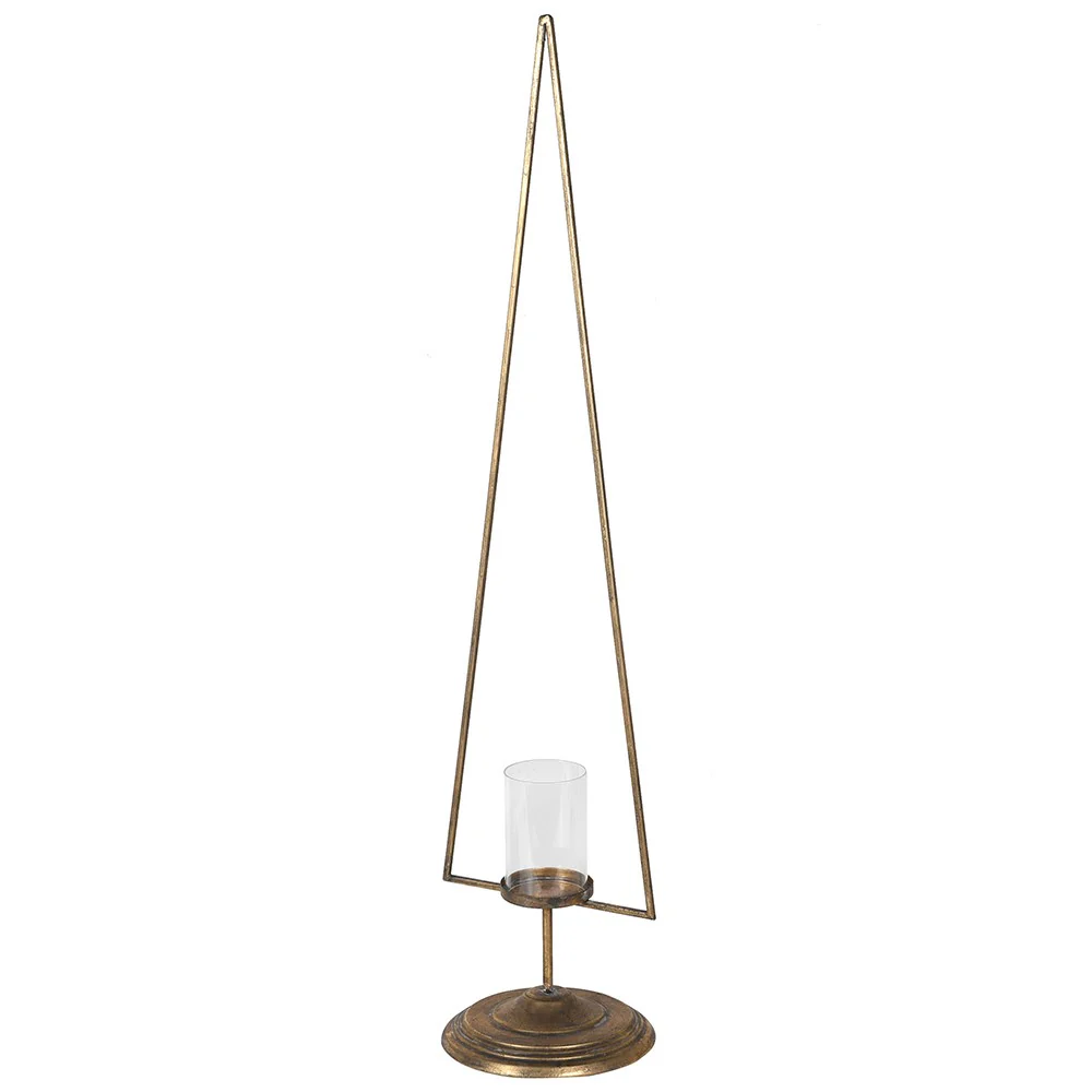 Minimal Gold Metal Christmas Tree Candle Holder | Large - Image 3