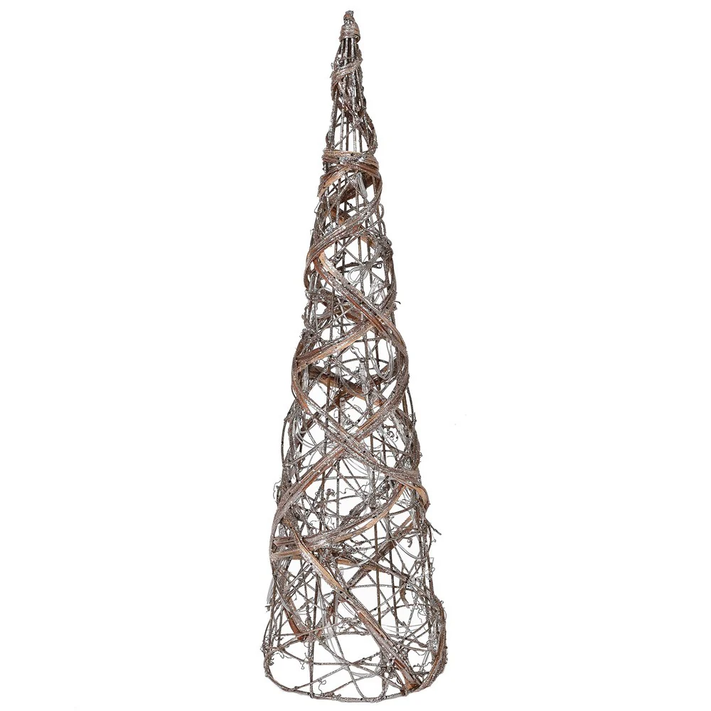 Rattan Cone Christmas Tree with Lights | Medium - Image 3