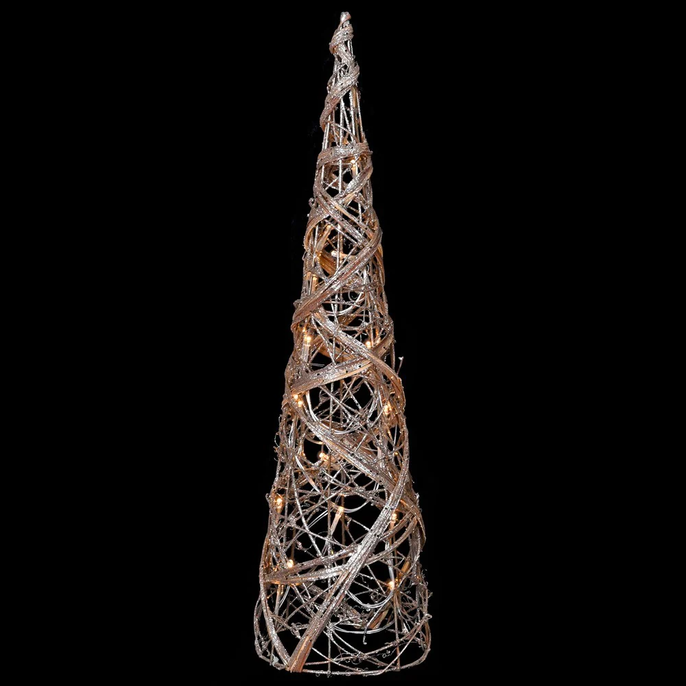 Rattan Cone Christmas Tree with Lights | Medium - Image 4
