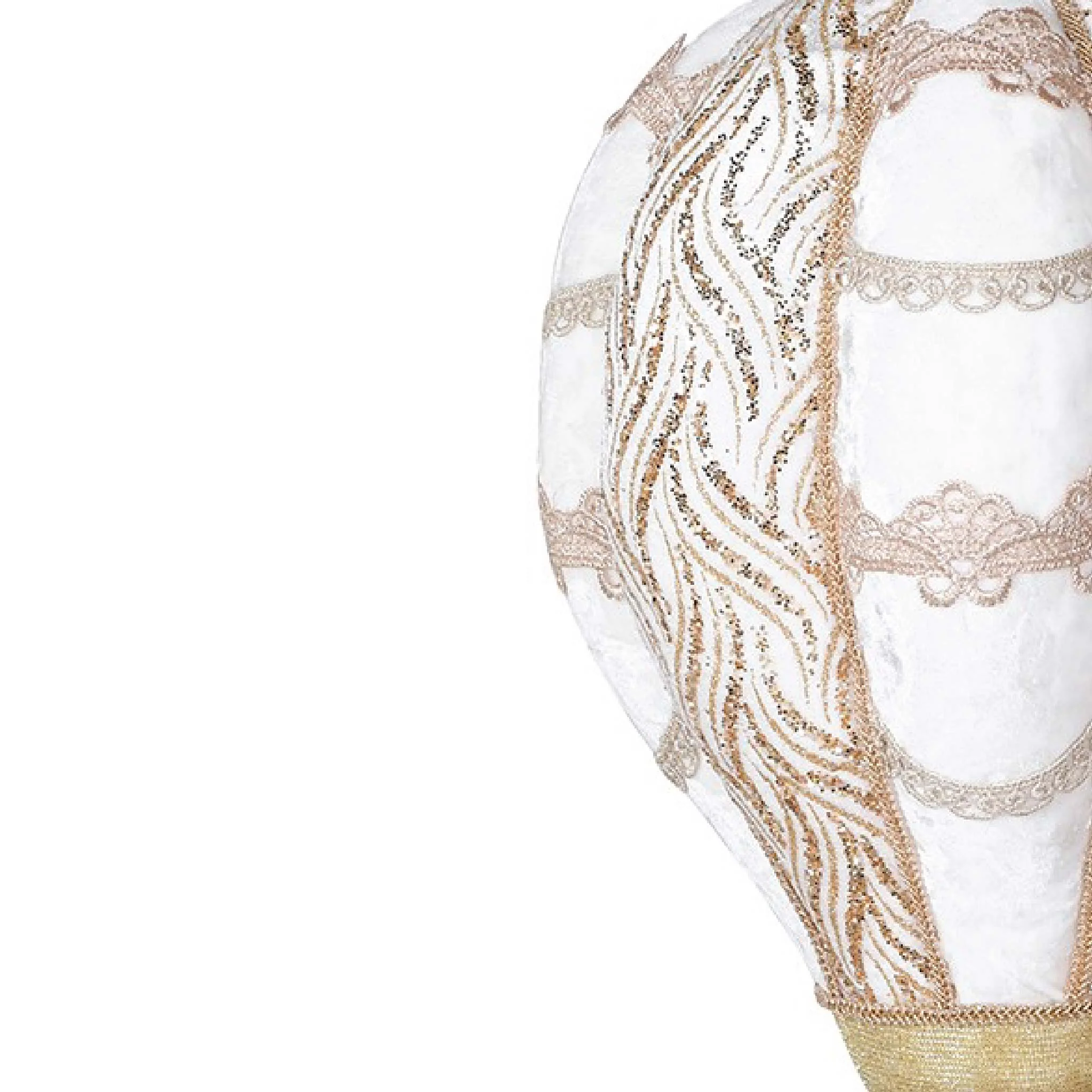 Baroque Hot Air Balloon Hanging Decoration with Glitter Detail | White/Gold | 45cm - Image 2