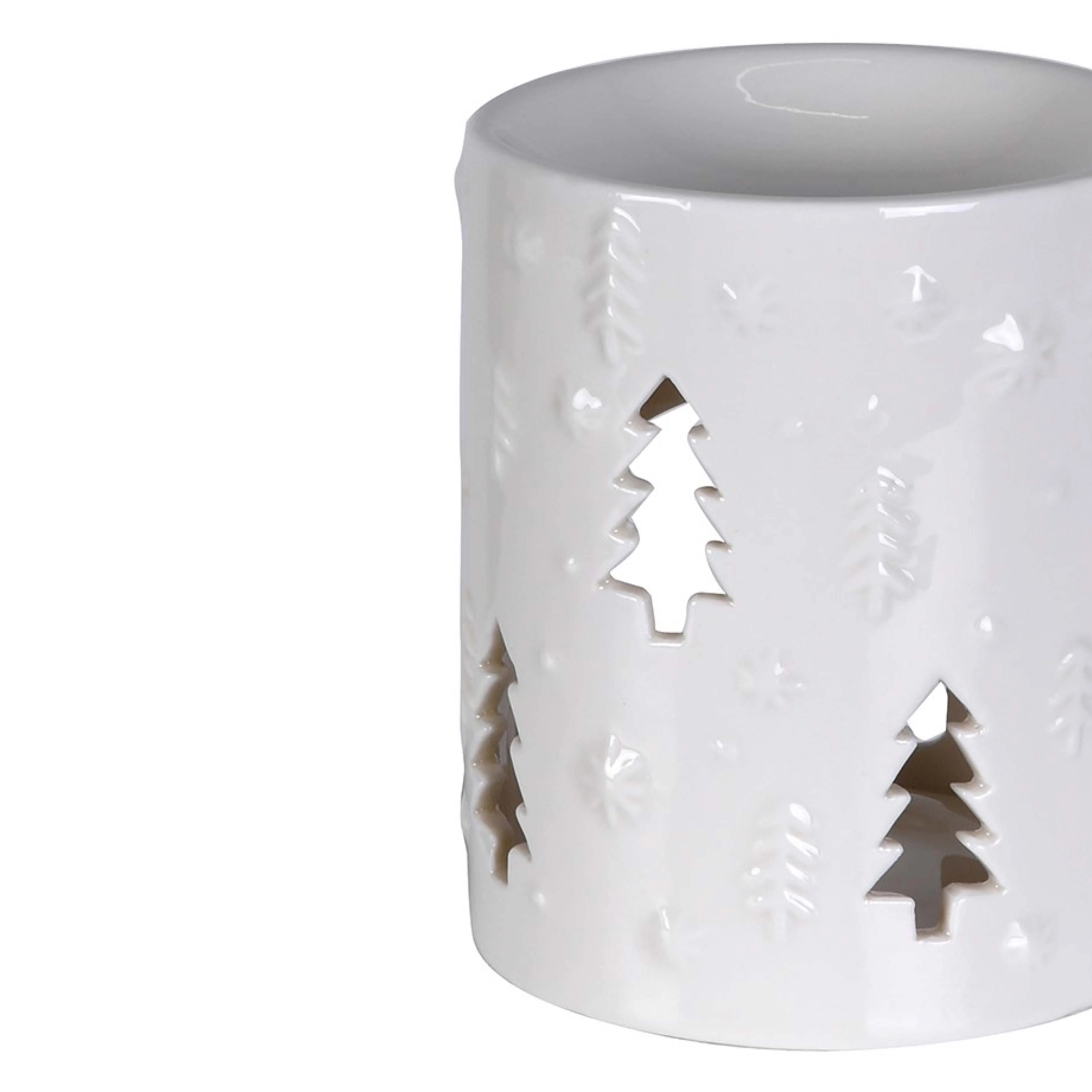 Christmas Tree Cut-Out Wax Melter | White Ceramic | 11cm - Image 2