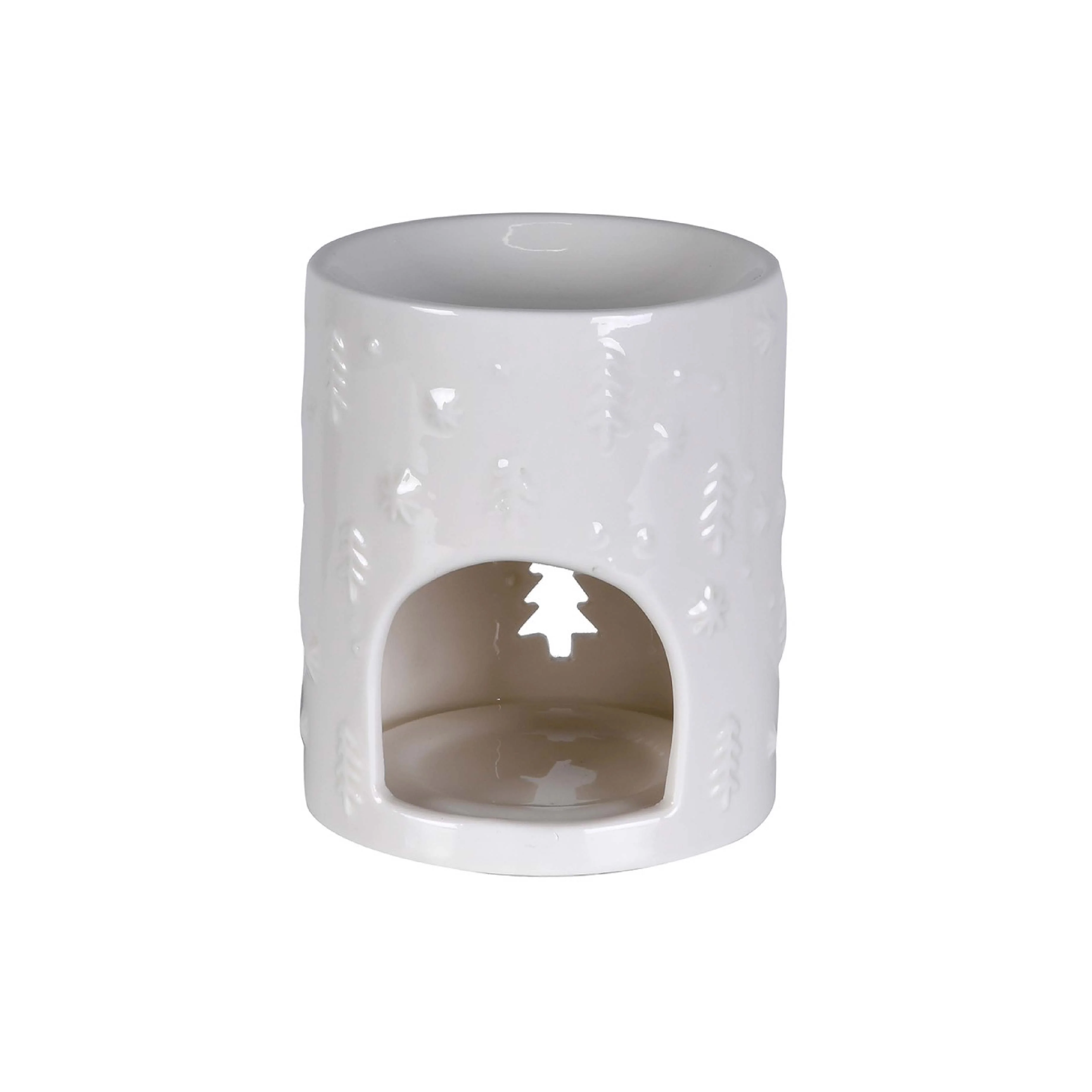 Christmas Tree Cut-Out Wax Melter | White Ceramic | 11cm - Image 3
