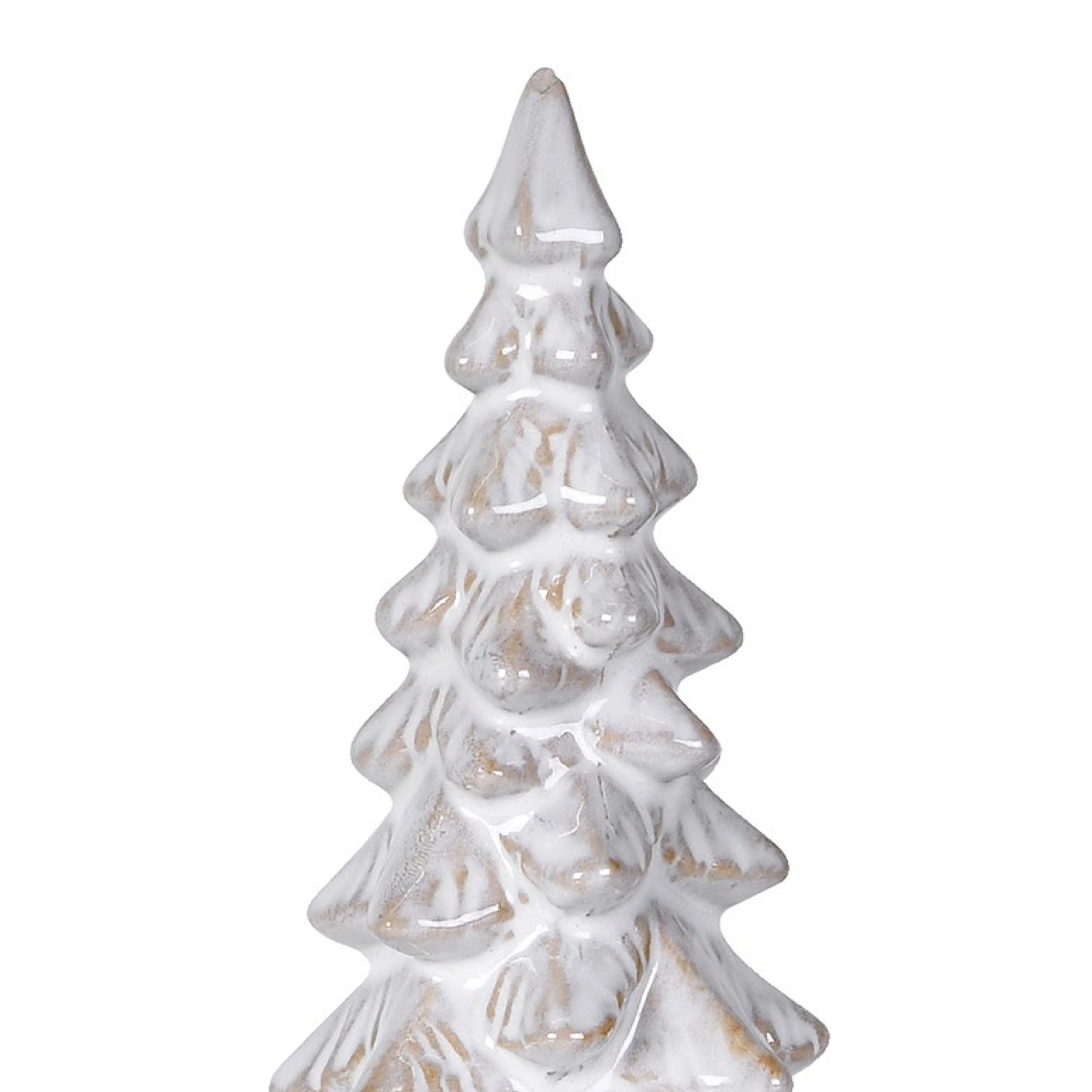 Festive Snowcapped Fir Tree Decoration | White Ceramic | 14cm - Image 2