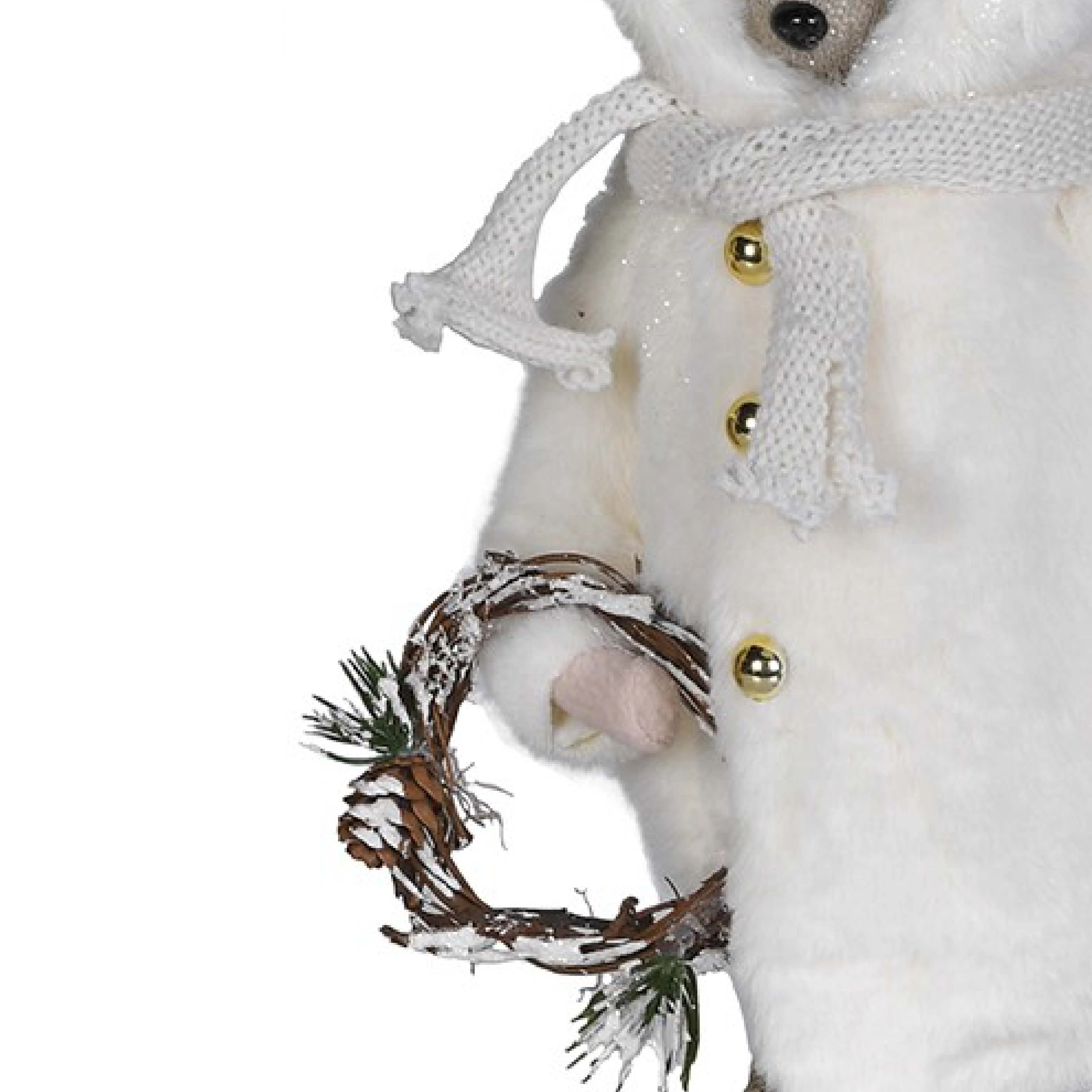 Festive Winter Bear Figurine Holding Christmas Wreath | 35cm - Image 2