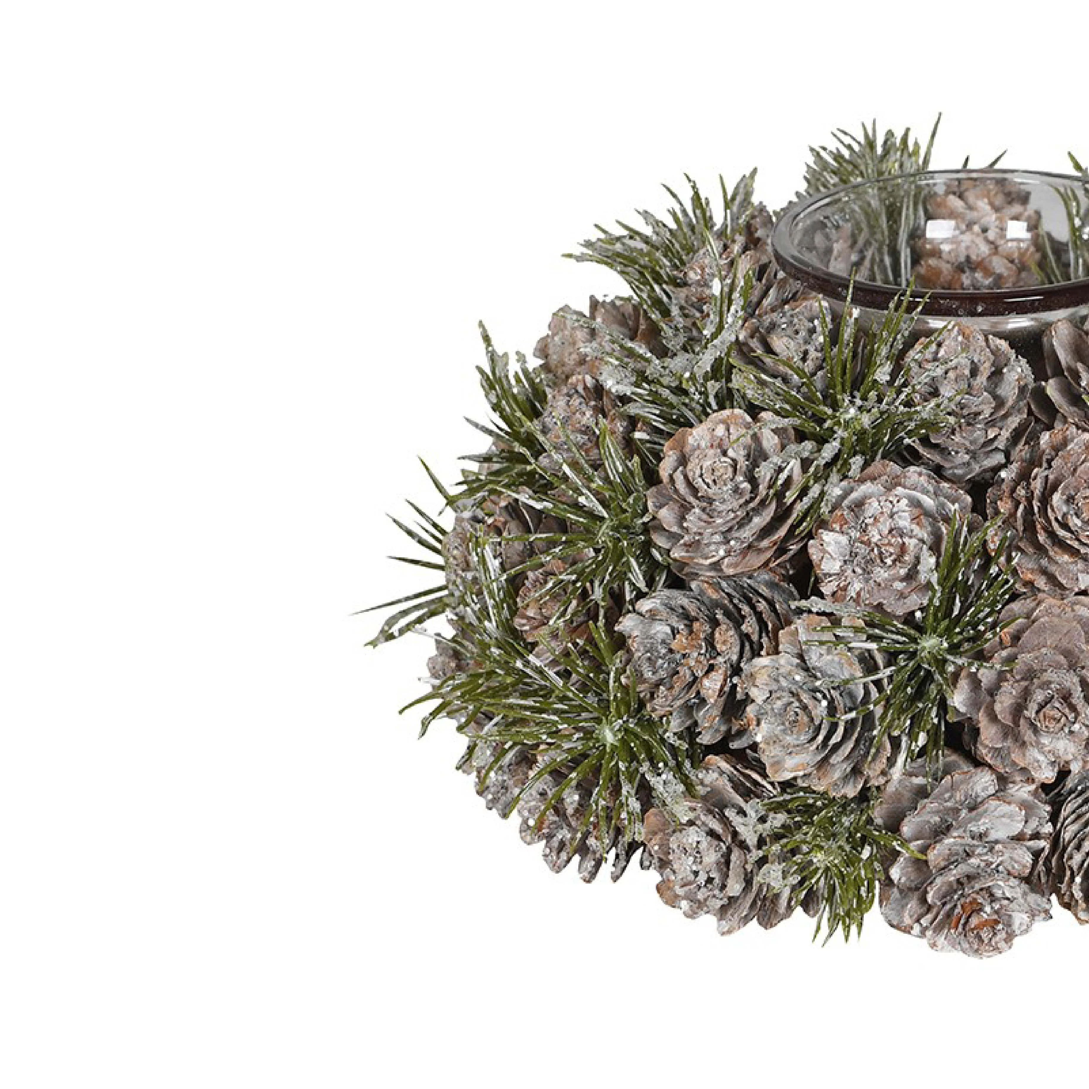 Frosted Pinecone Candle Holder | 17cm - Image 2
