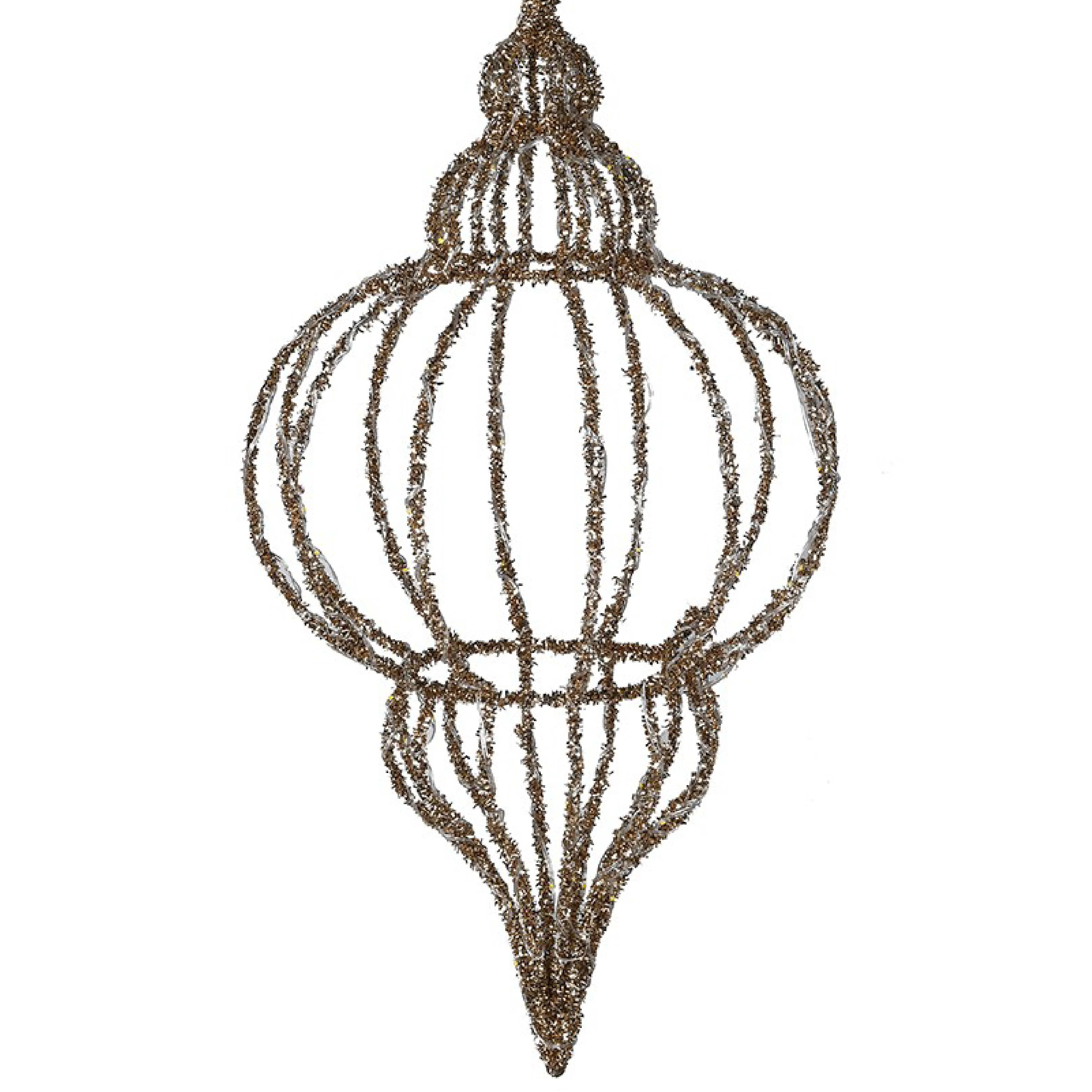 Hanging LED Finial Decoration | Gold - Image 2