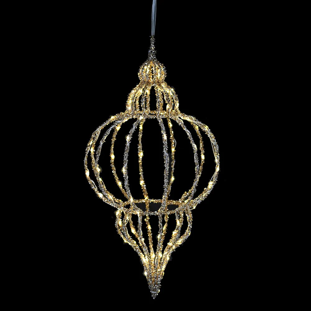 Hanging LED Finial Decoration | Gold - Image 3