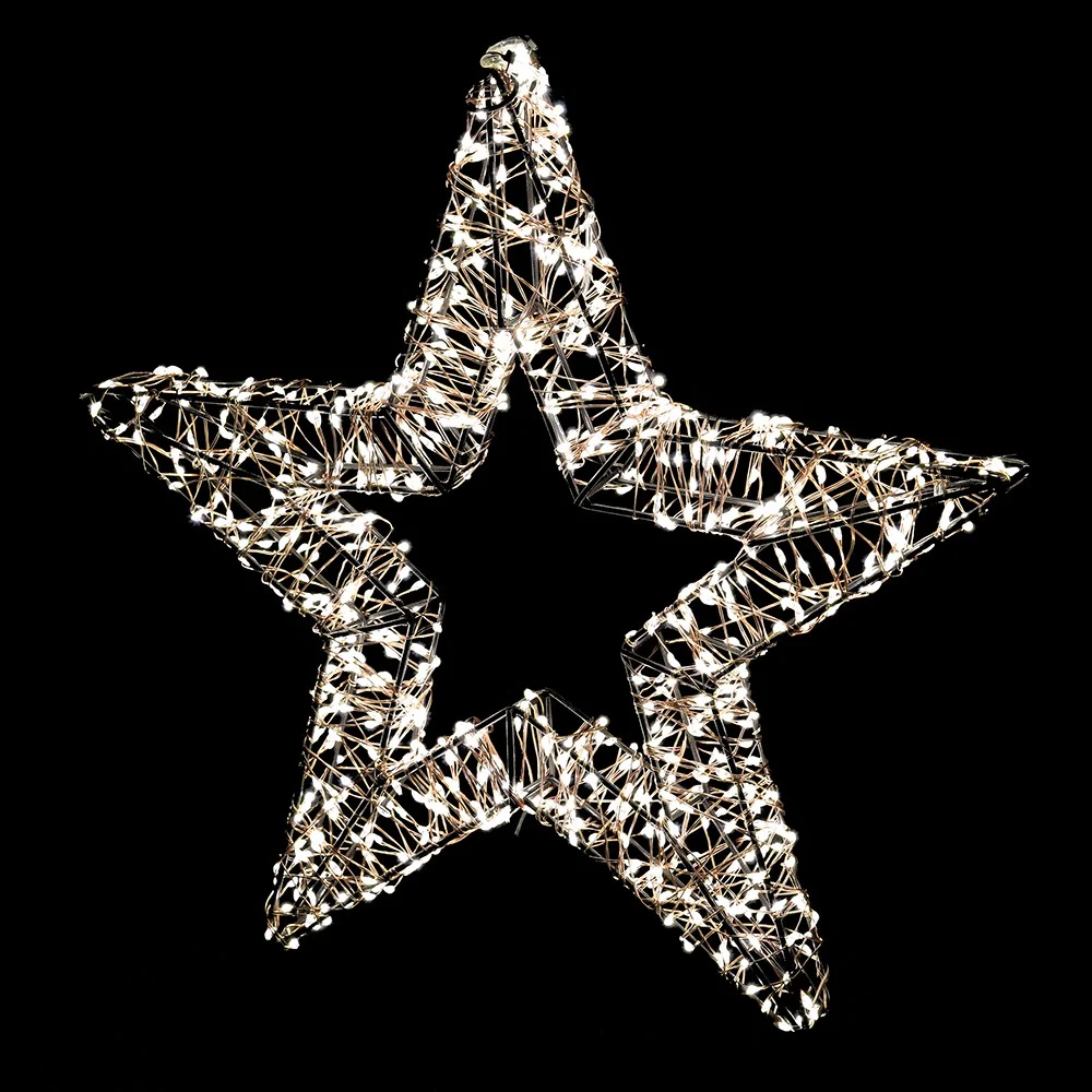 Hanging LED Star Decoration | Gold Iron | 35cm - Image 3