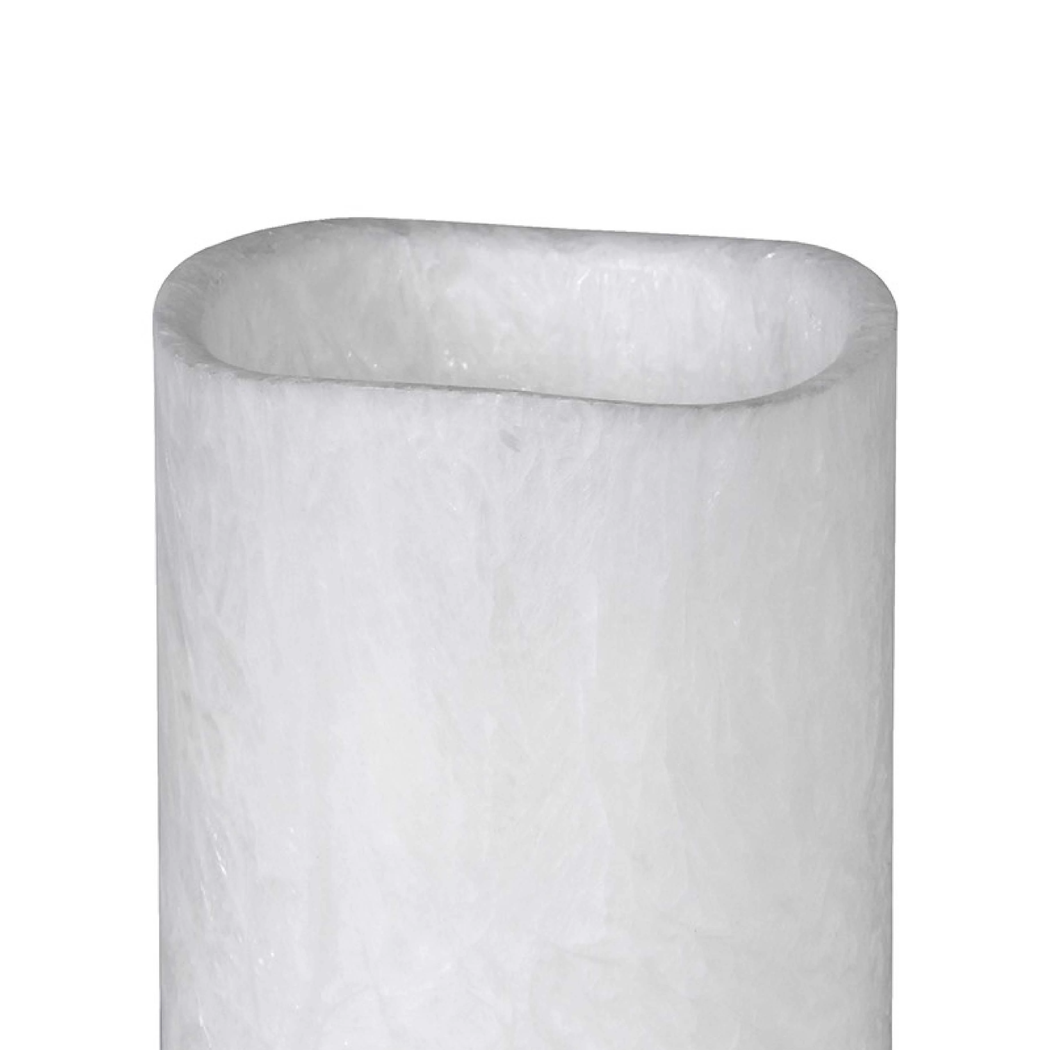 LED Pillar Candle with Marble Detail | White | 11cm - Image 2