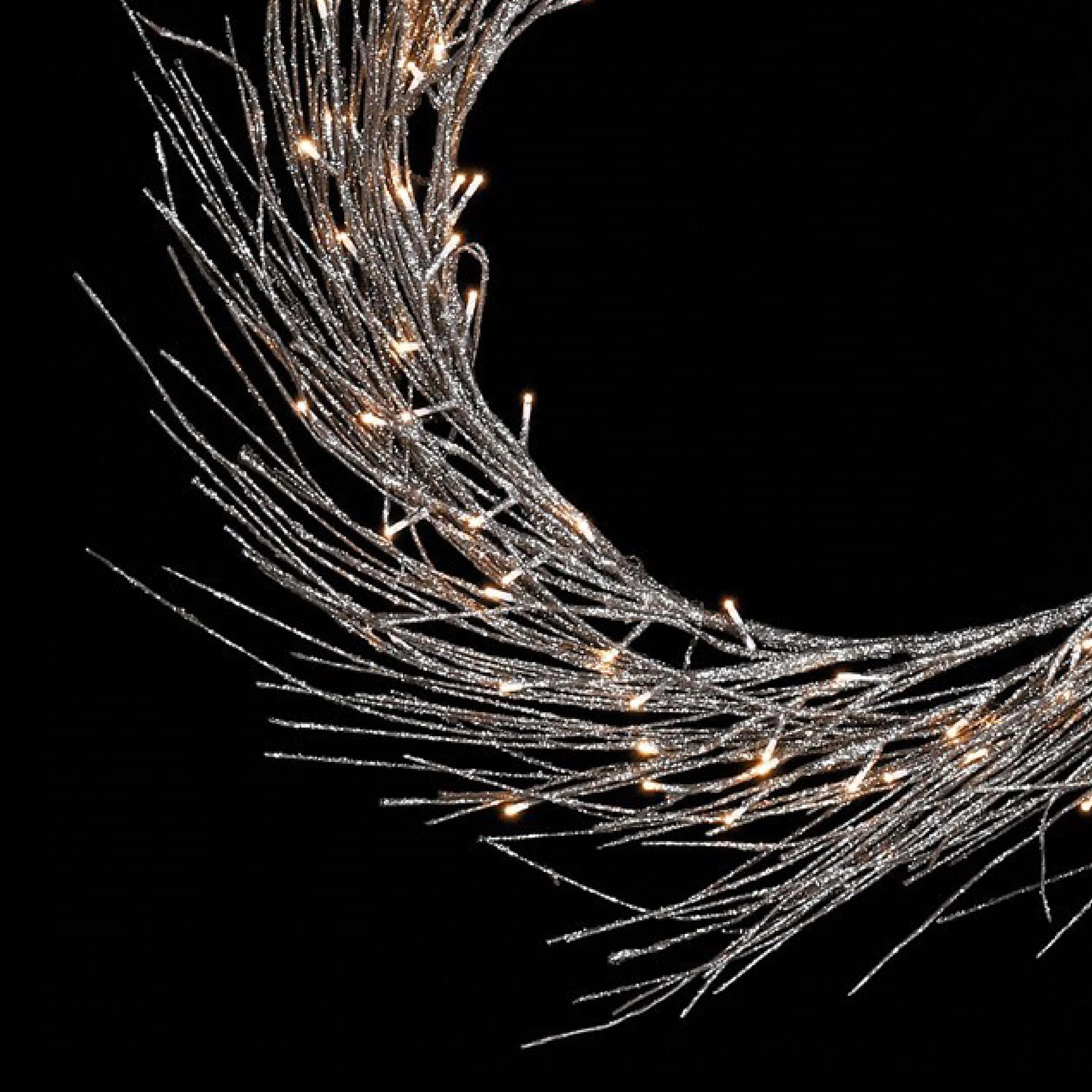LED Spiral Wreath with Glitter Detail | Champagne | 80cm - Image 2