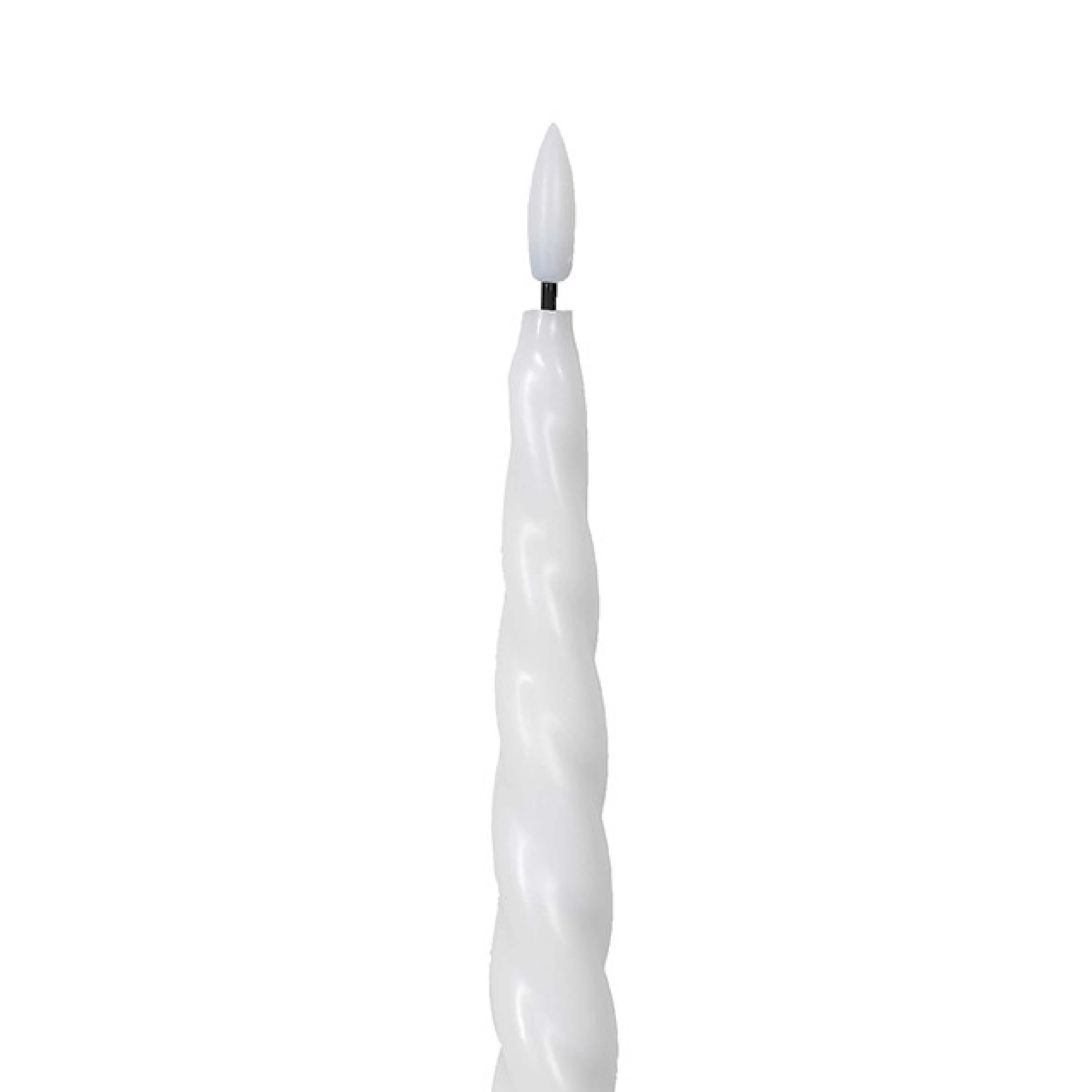 LED Taper Candles with Twist Detail | White | Set of 2 - Image 2