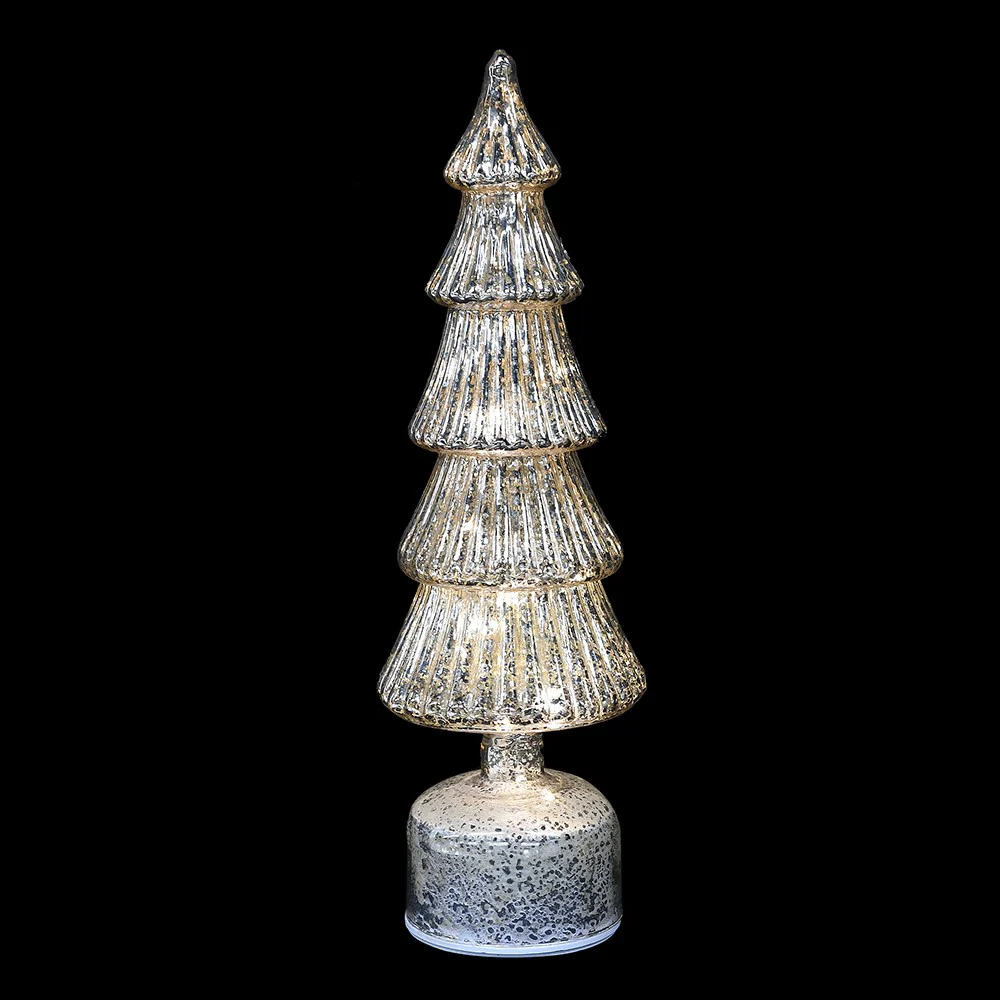 Rotating LED Christmas Tree Decoration | Silver | 37cm - Image 3