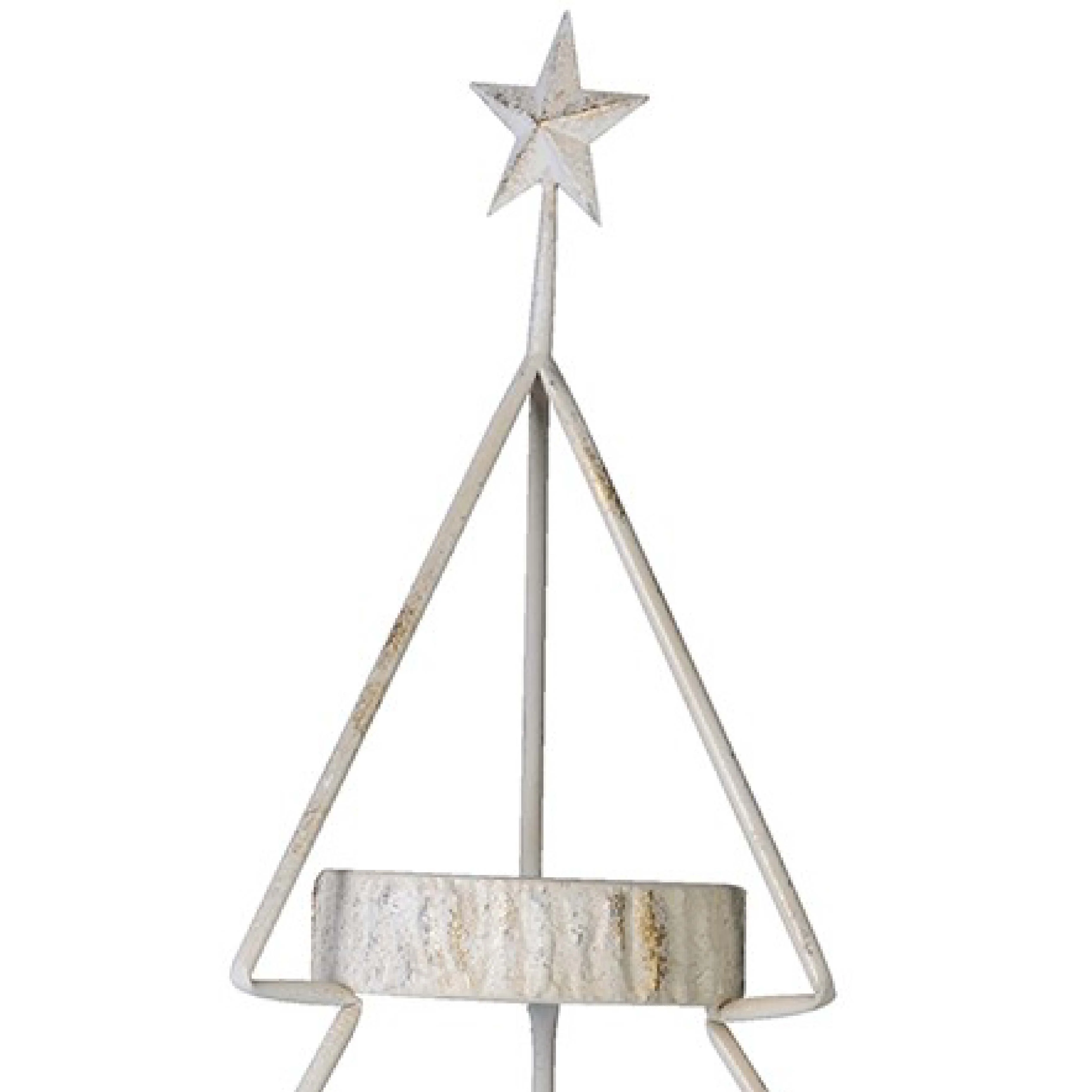 Rustic 3-Tier Christmas Tree Shelving Display Unit | Whitewash Iron | 100cm - Image 2