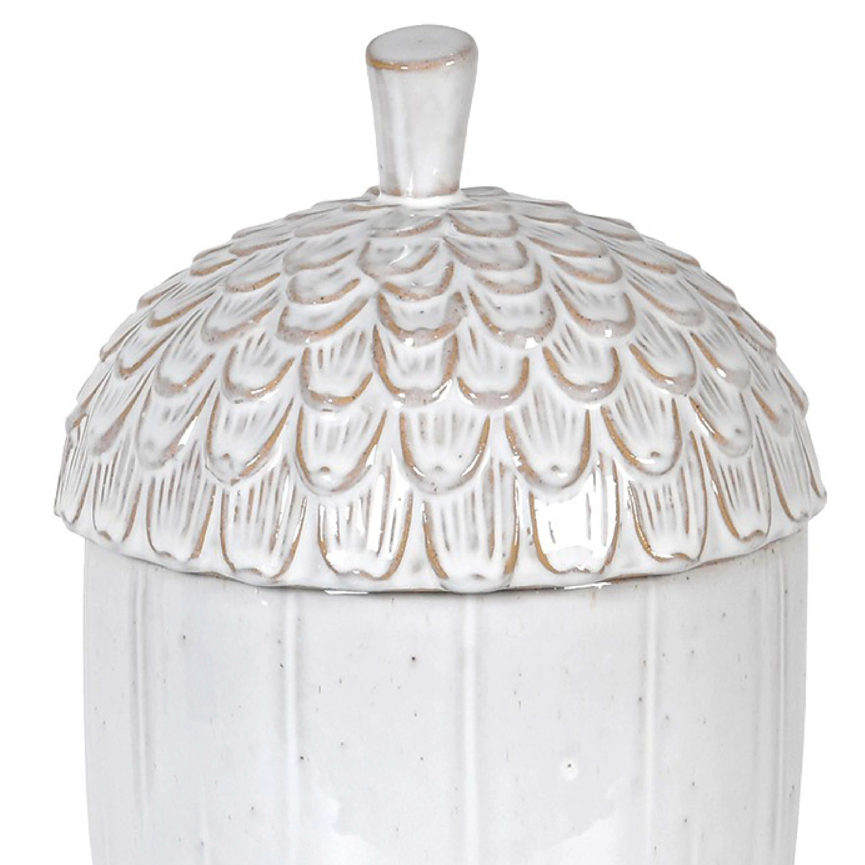 Rustic Acorn Jar | White Ceramic | 24cm - Image 2