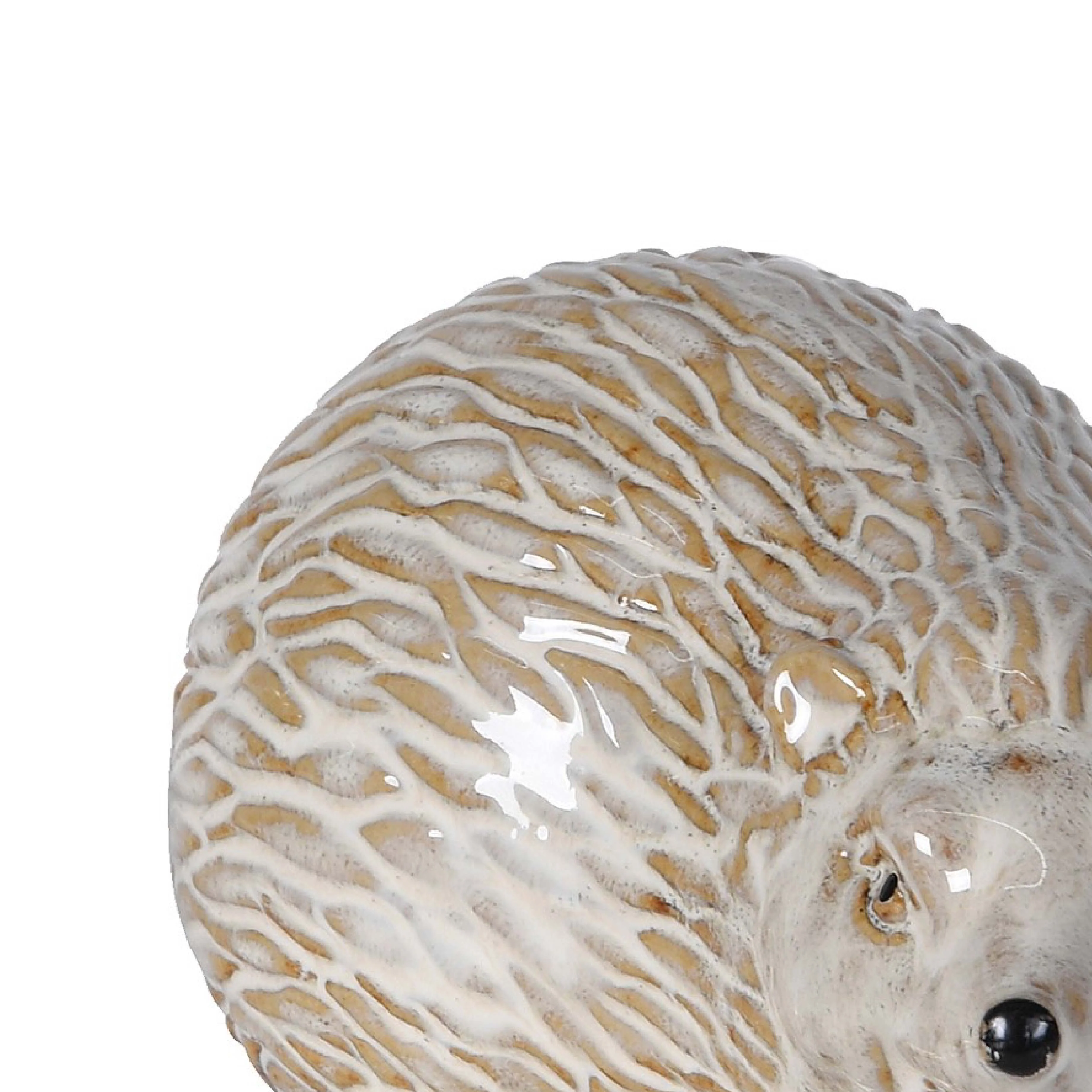 Rustic Hedgehog Figurine | White/Brown Ceramic | 7cm - Image 2
