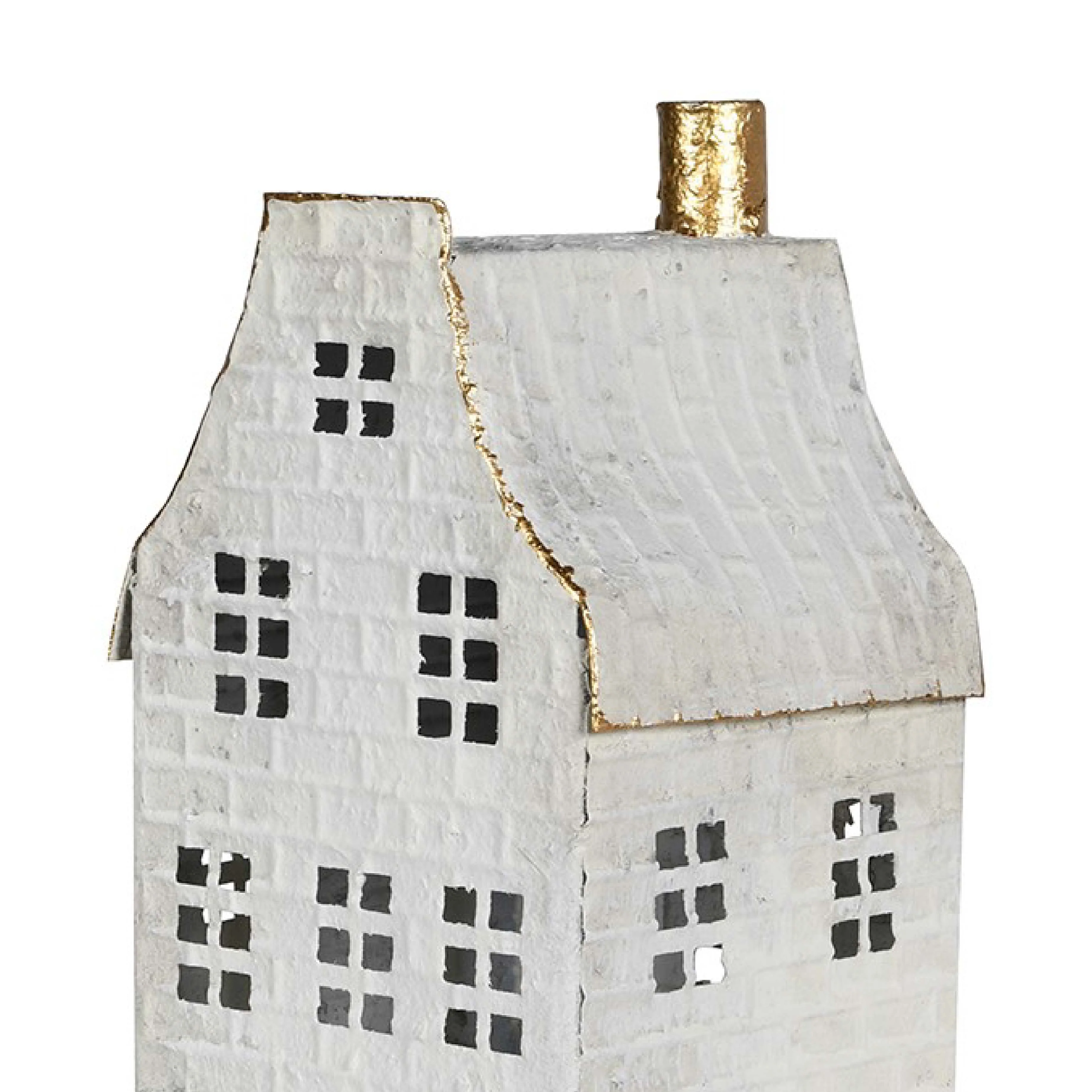 Rustic Townhouse Decoration | White/Gold Iron | 28cm - Image 2