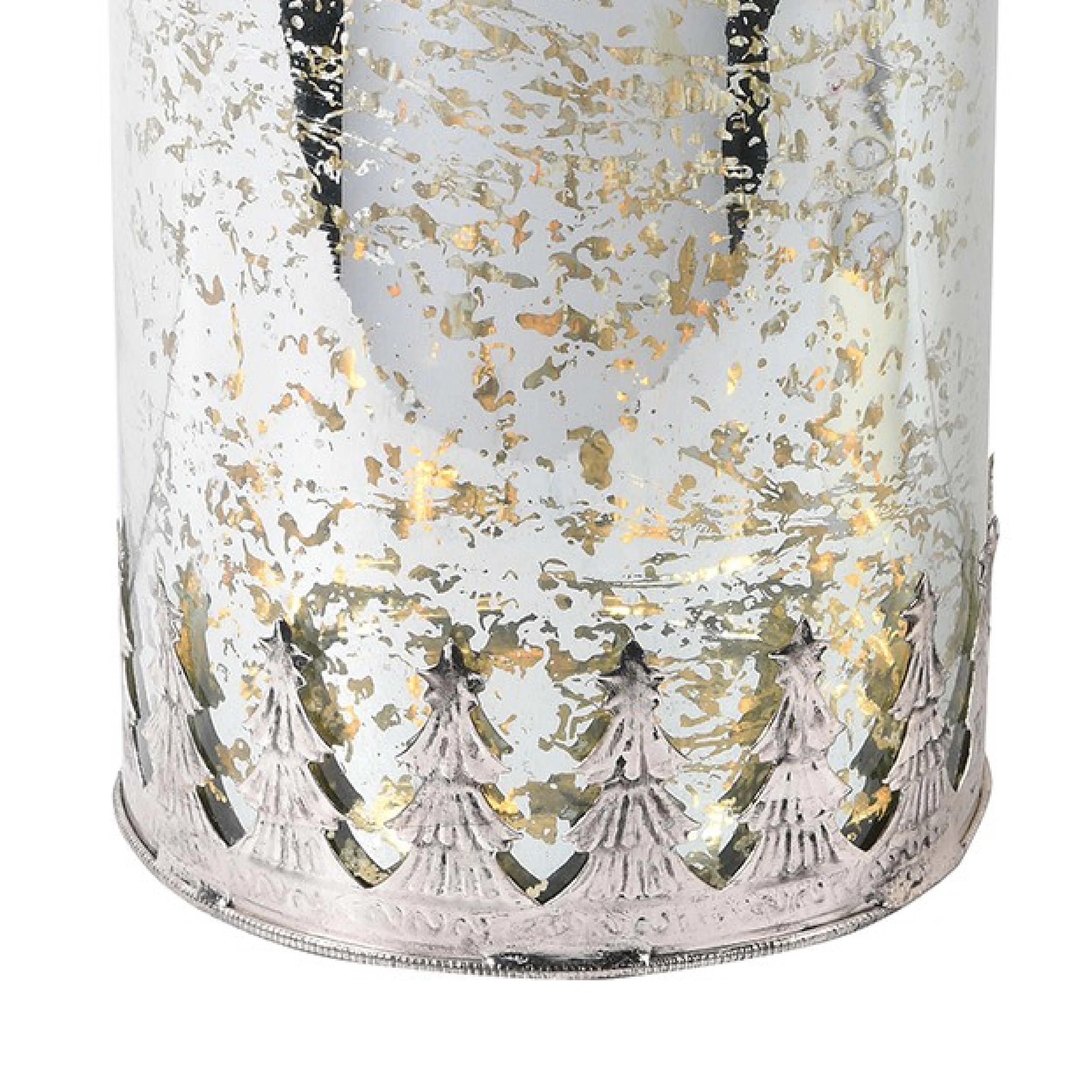 Rustic Tree Lined Votive Candle Holder | Silver Glass/Iron | 19.5cm - Image 2