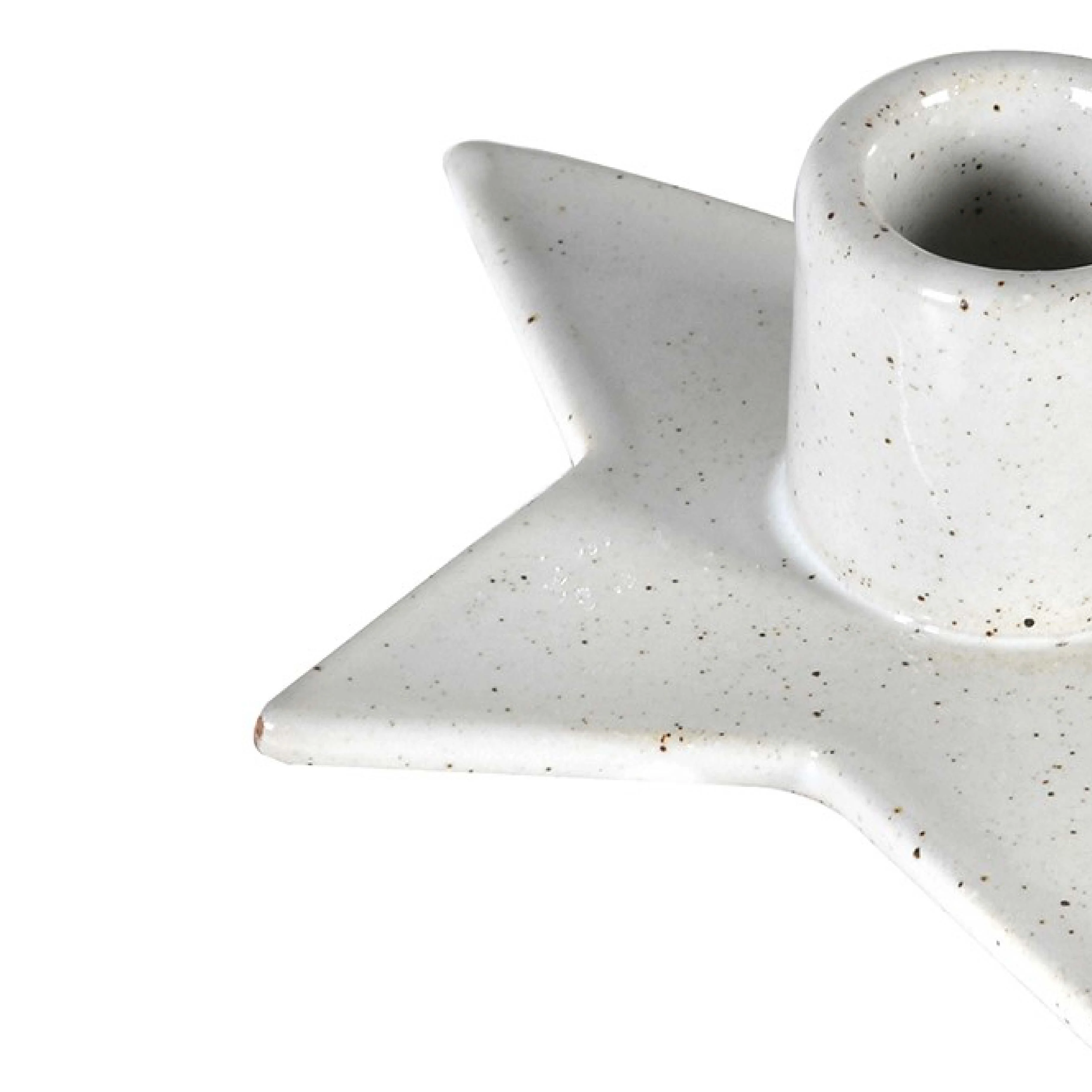 Speckled Star Taper Candle Holder | White Porcelain | 12cm - Image 2