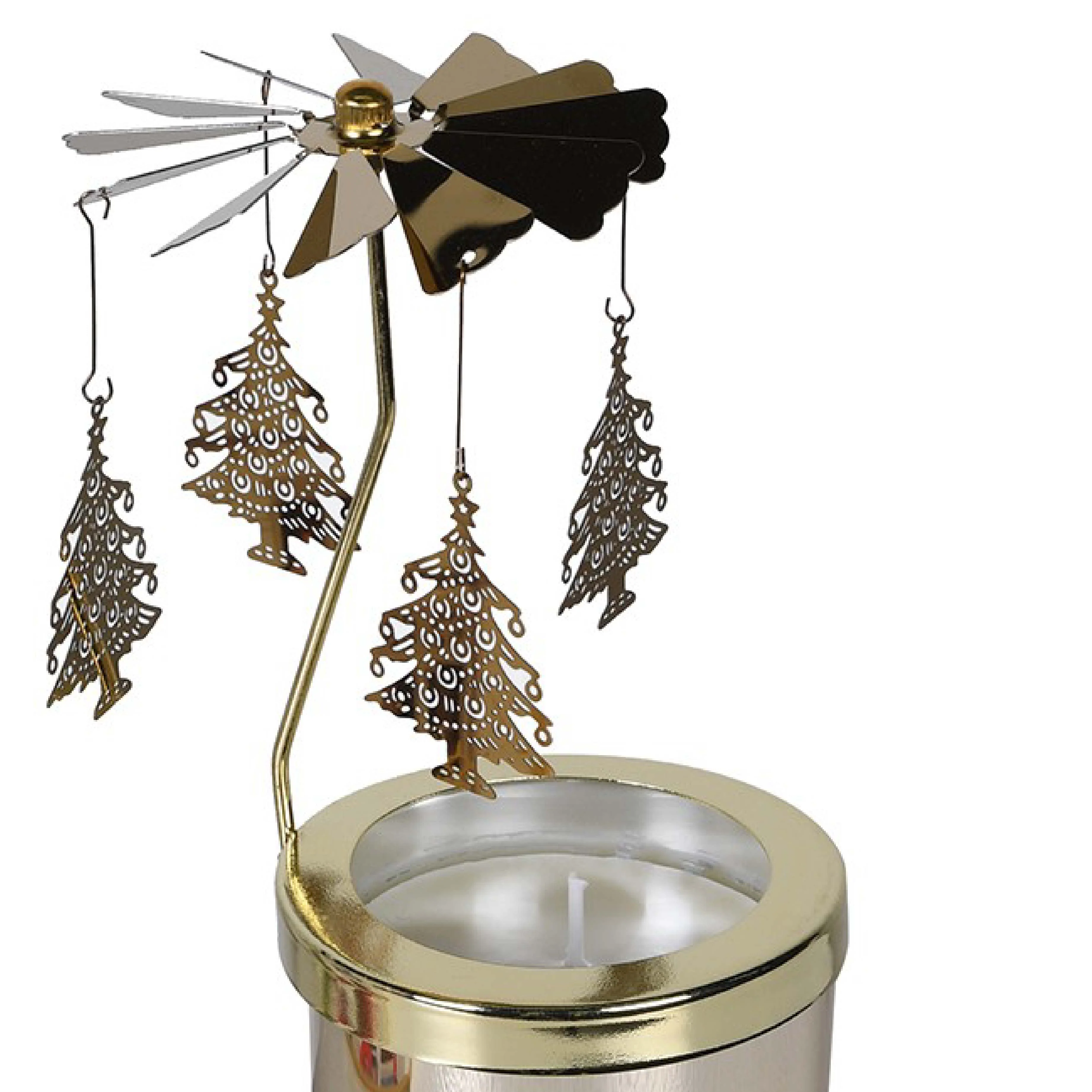 'Tis The Season' Scented Candle with Decorative Hanging Christmas Trees | Gold | 20cm - Image 2
