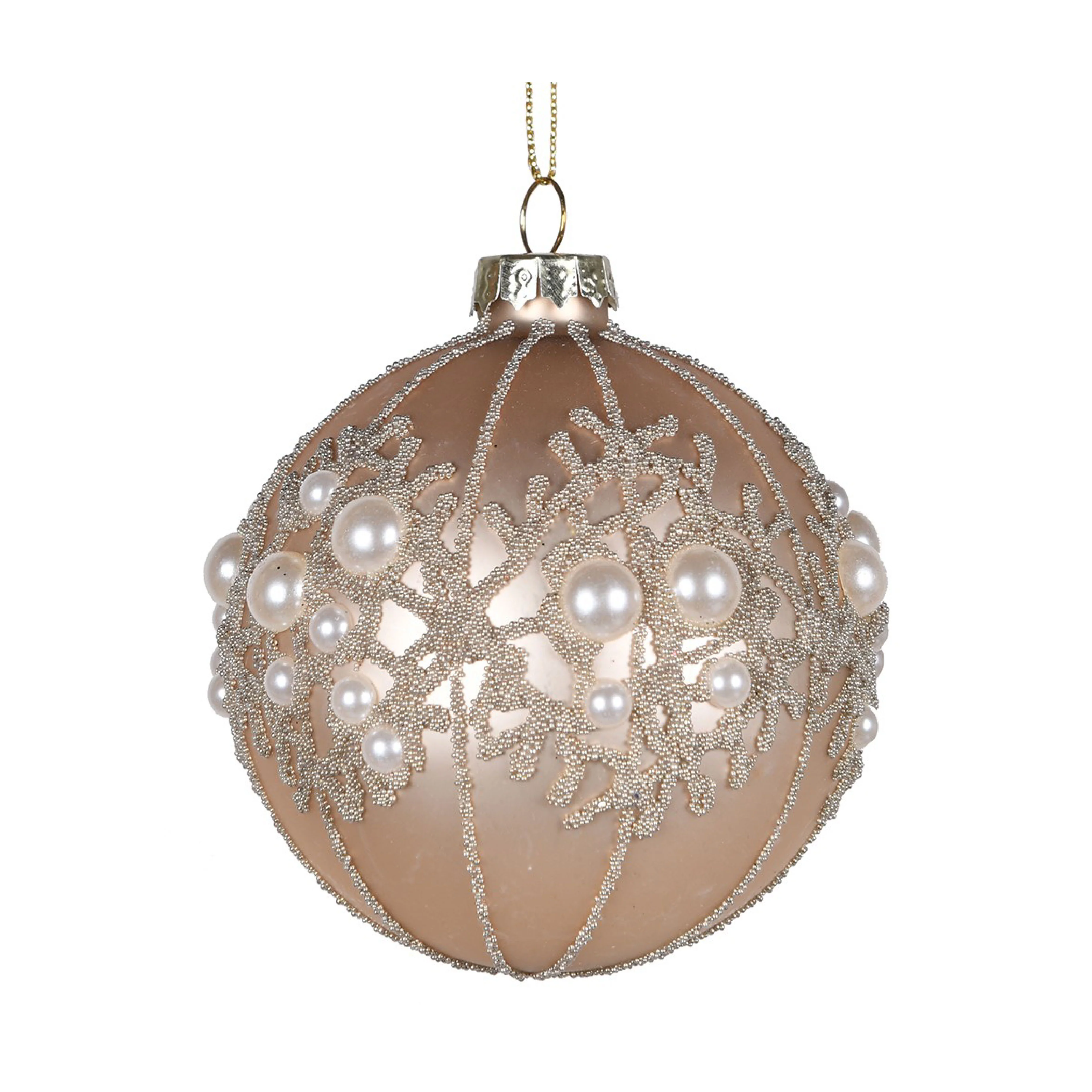 Faux Pearl Beaded Christmas Tree Bauble | Gold - Image 2