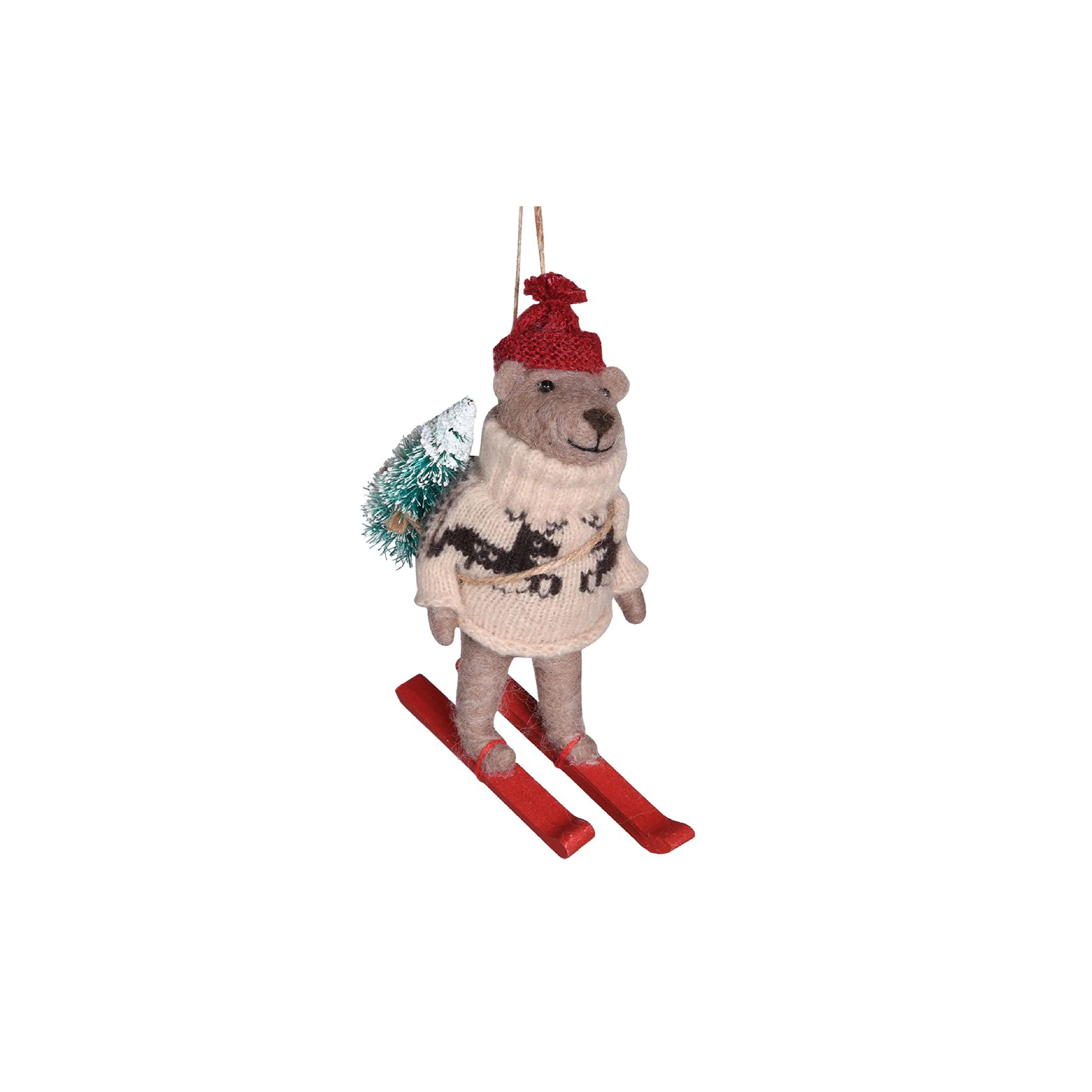 Festive Skiing Bear Christmas Tree Decoration - Image 3
