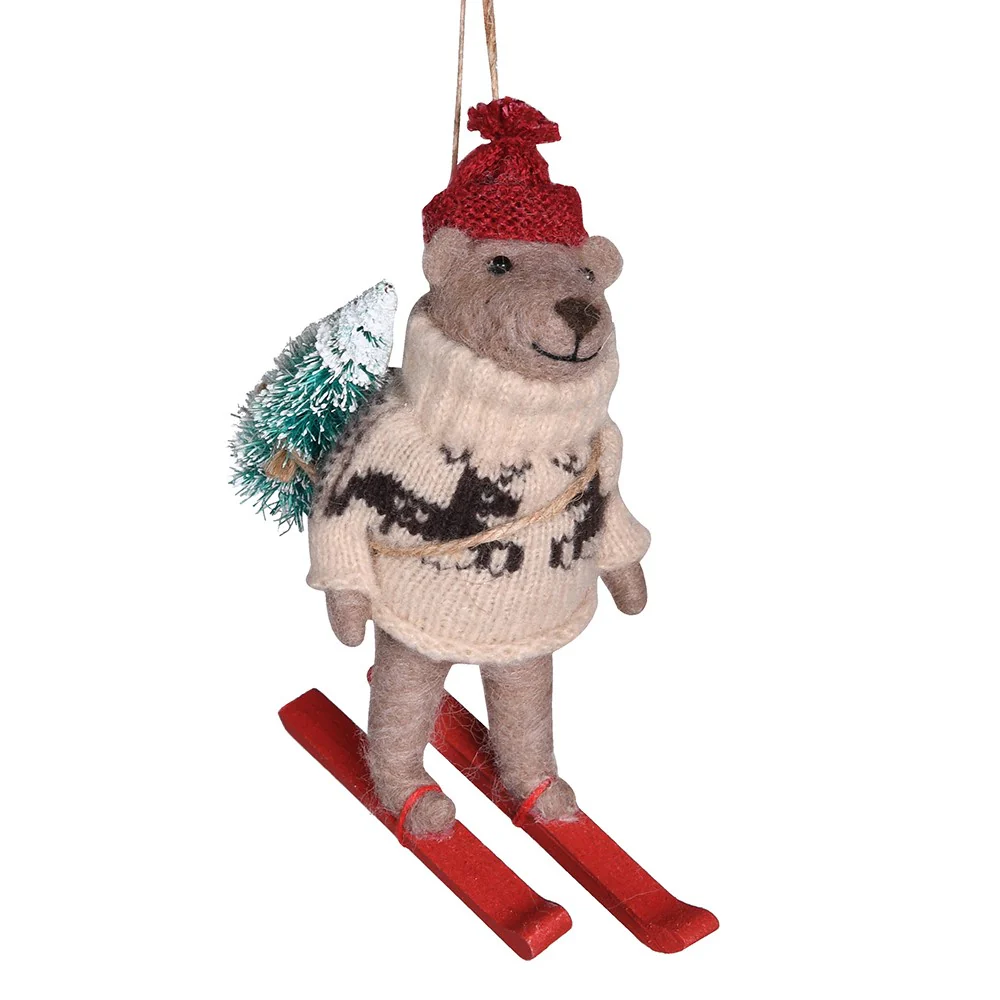 Festive Skiing Bear Christmas Tree Decoration - Image 4