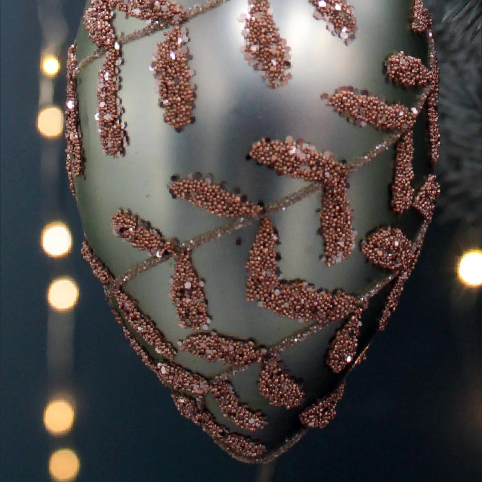 Finial Laurel Leaf Christmas Tree Bauble | Sage & Gold - Image 2