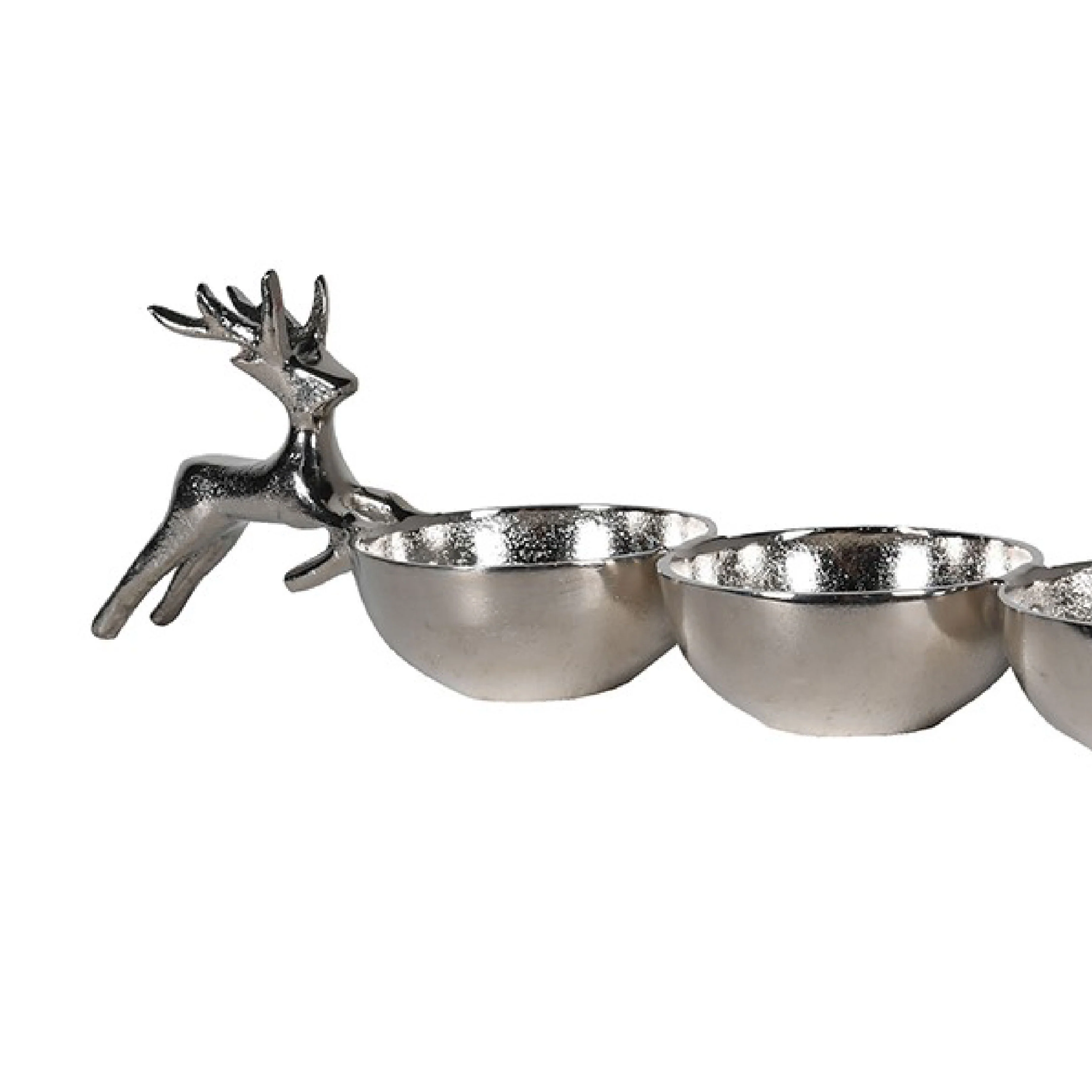 Jumping Reindeer Serving Bowl Trio | Silver - Image 3