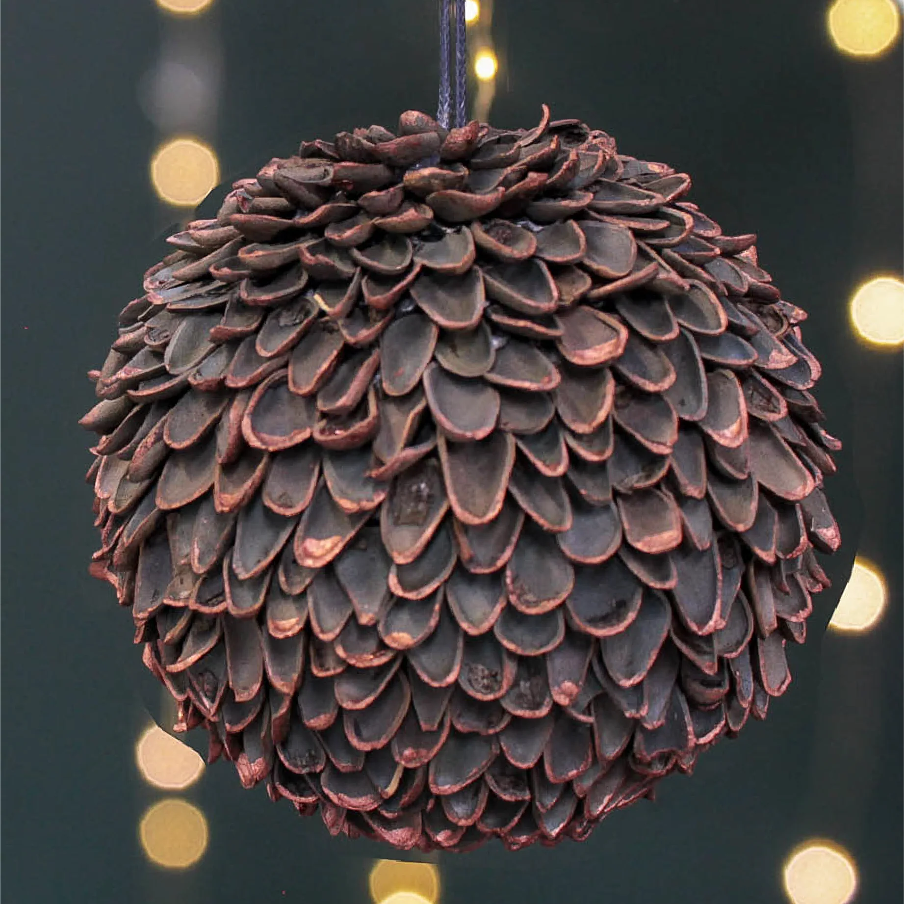 Patina Leaf Christmas Tree Bauble | Grey & Bronze - Image 2